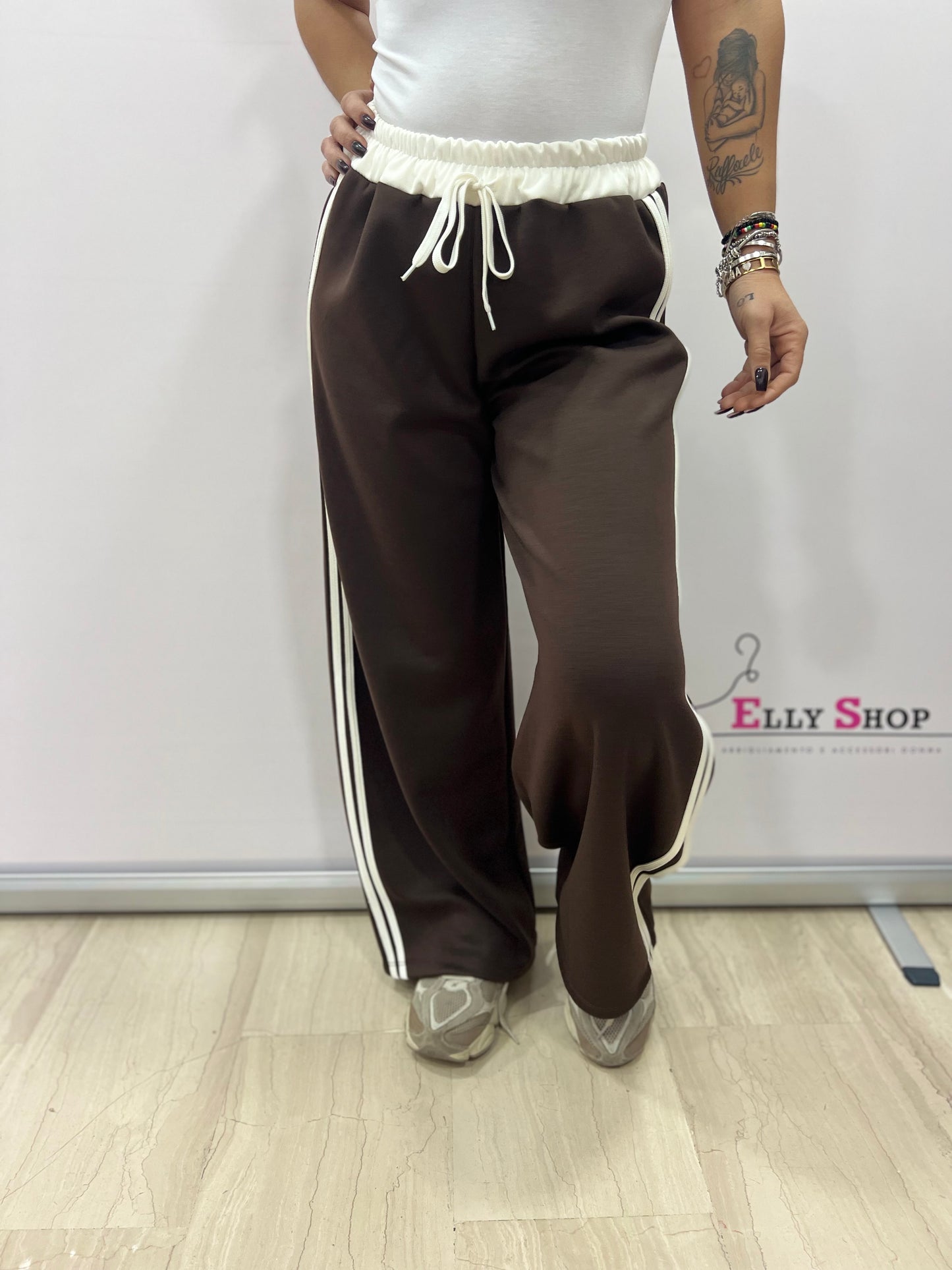 Pantaloni palazzo donna con bande laterali