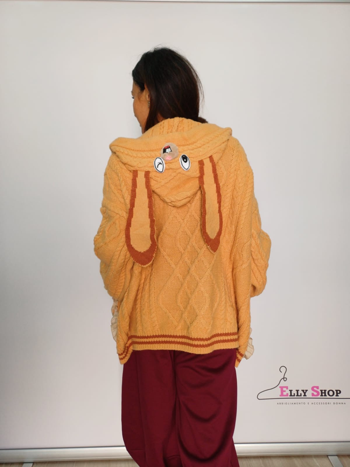 Cardigan donna cappuccio con dettagli peluche