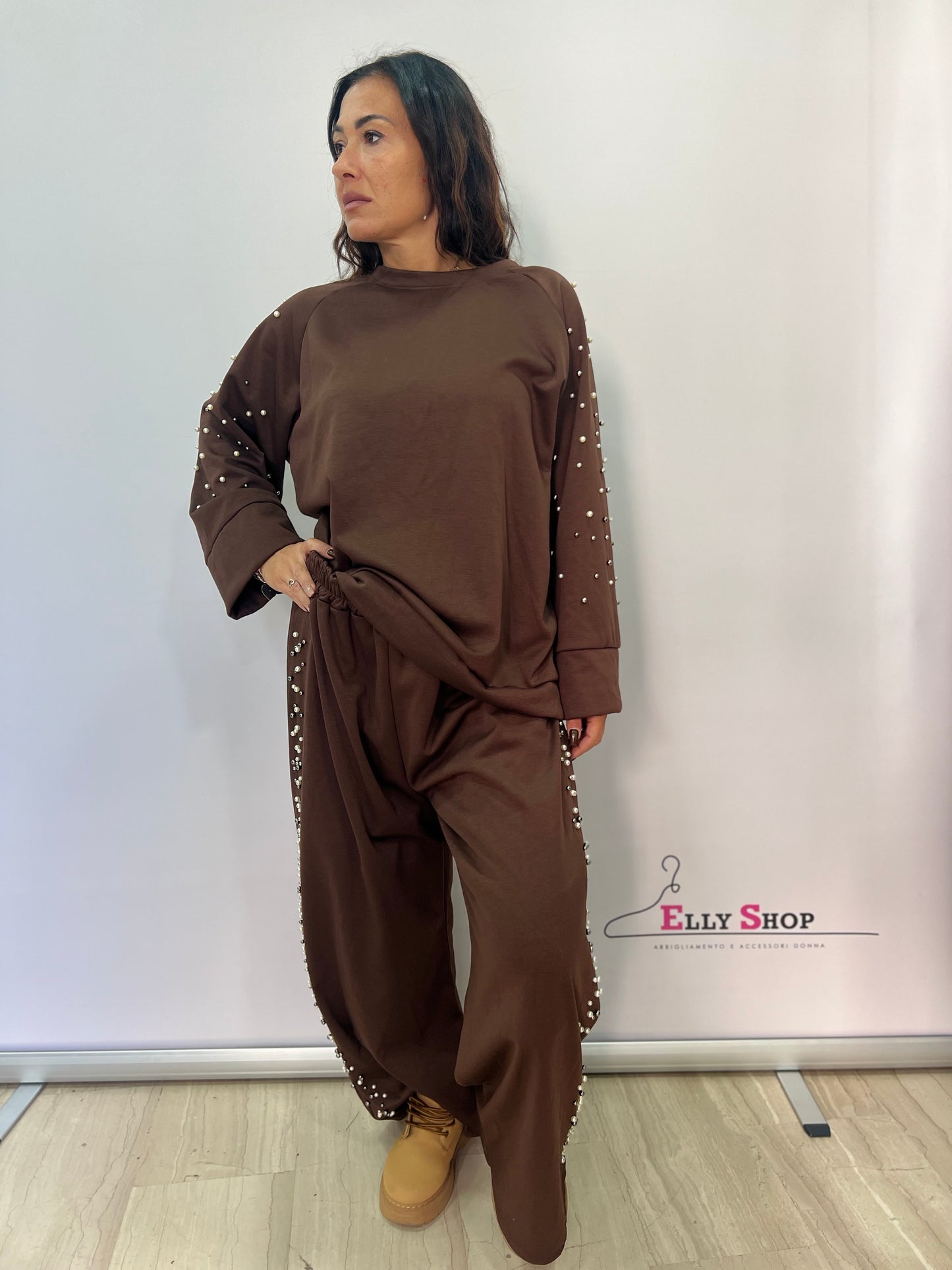 Completo curvy donna con perle decorative