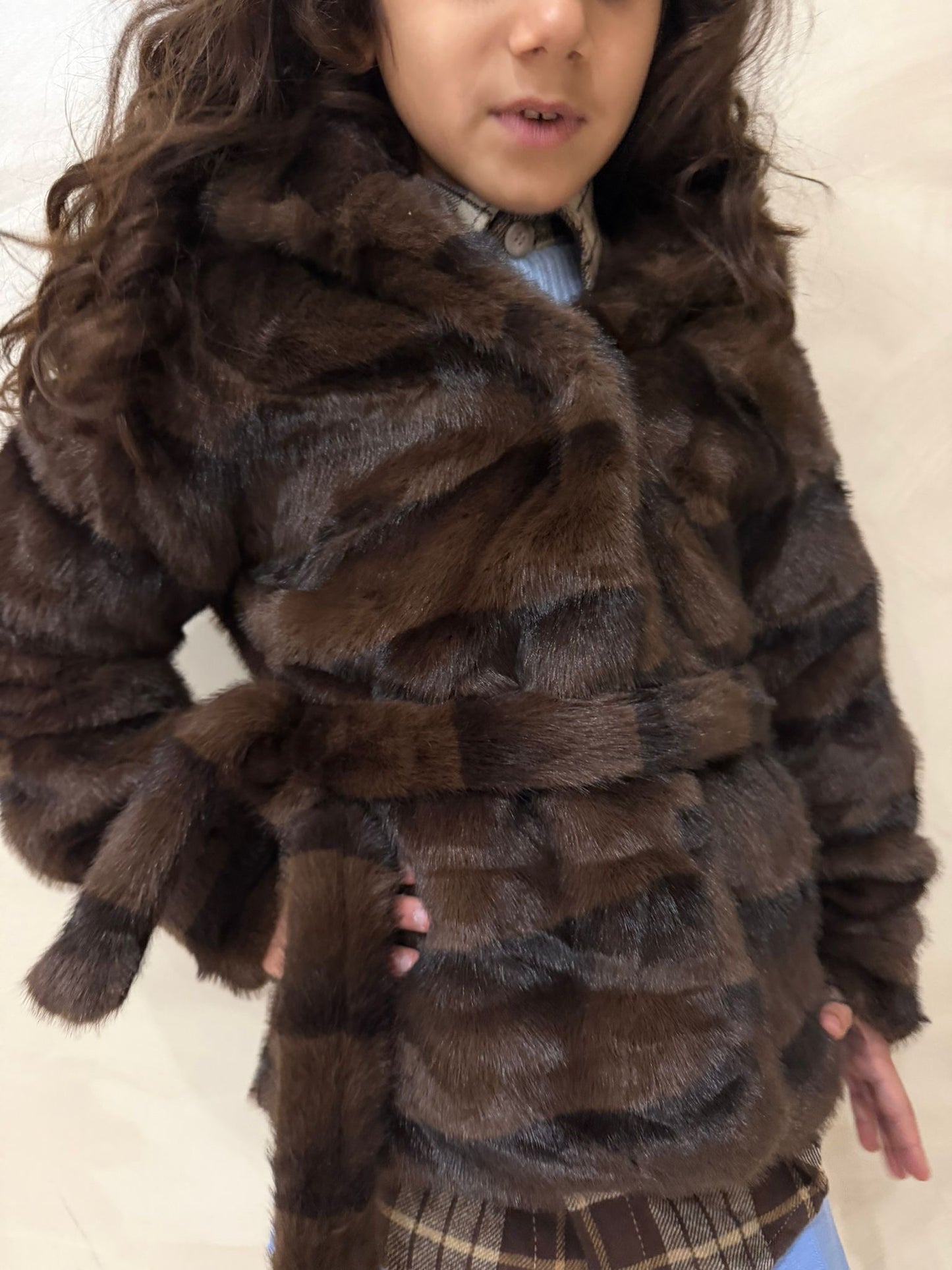 Pelliccia ecologica bambina marrone