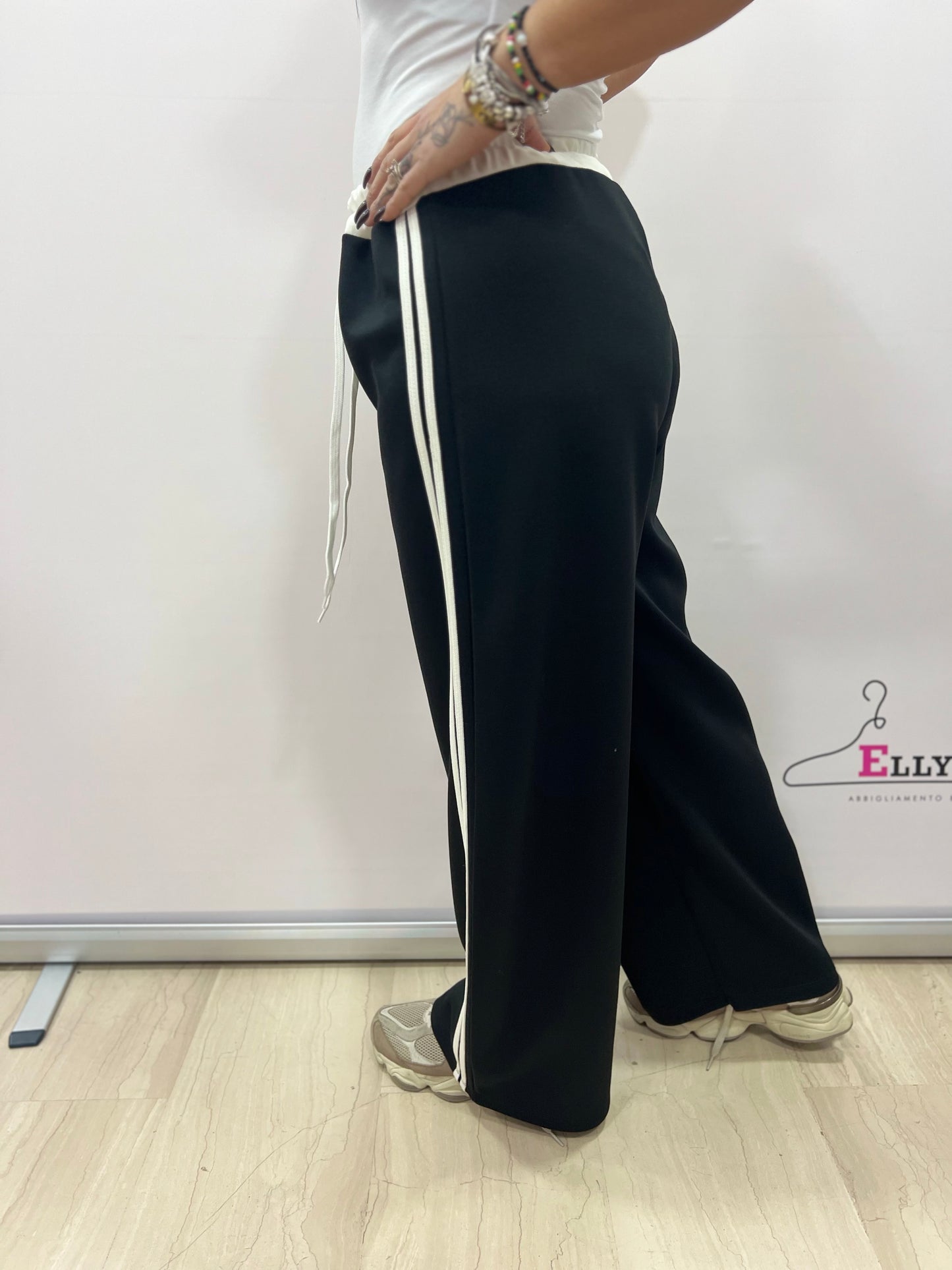 Pantaloni palazzo donna con bande laterali