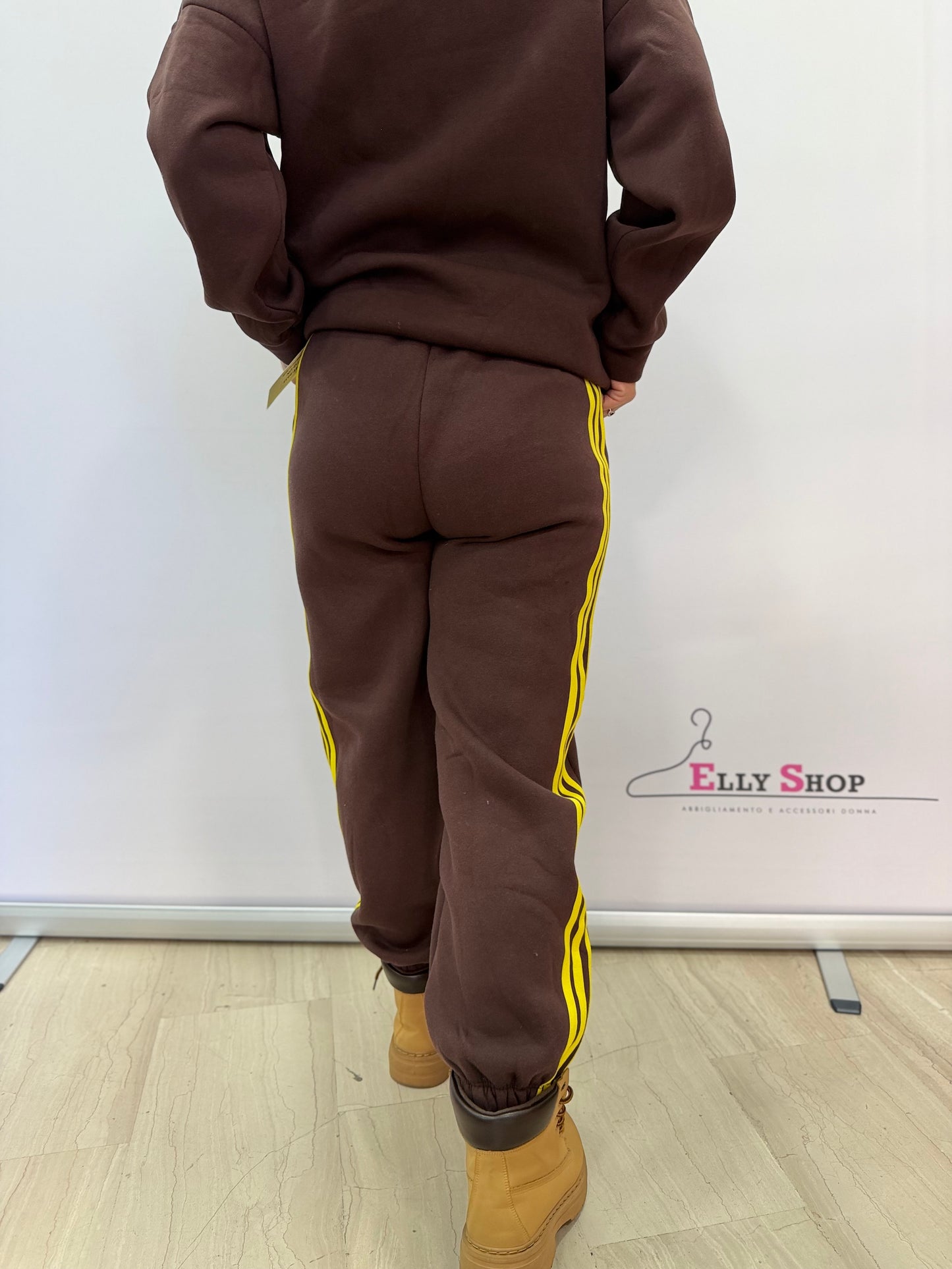 Pantalone tuta donna felpato con bande laterali