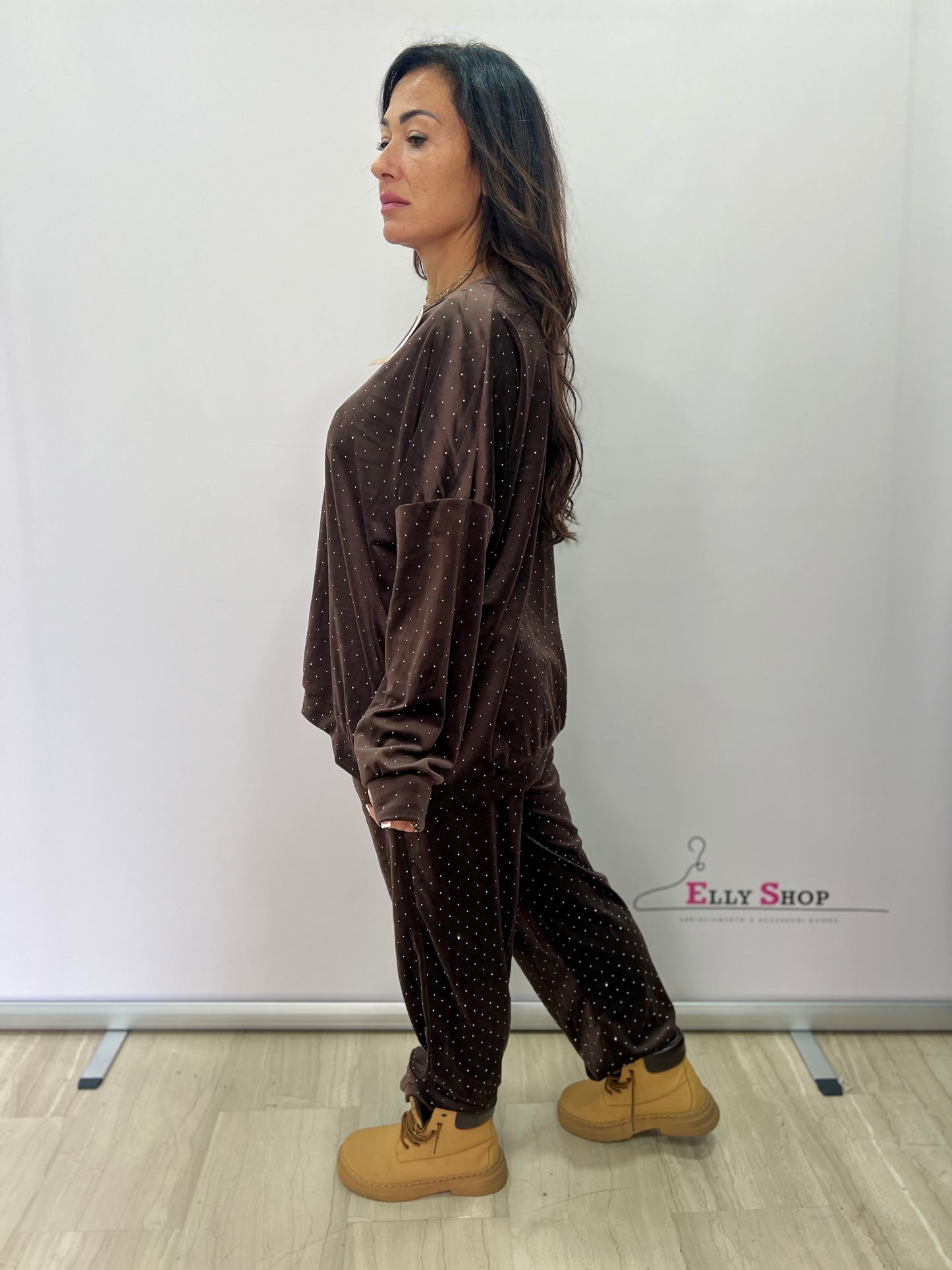 Completo loungewear con brillantini donna curvy