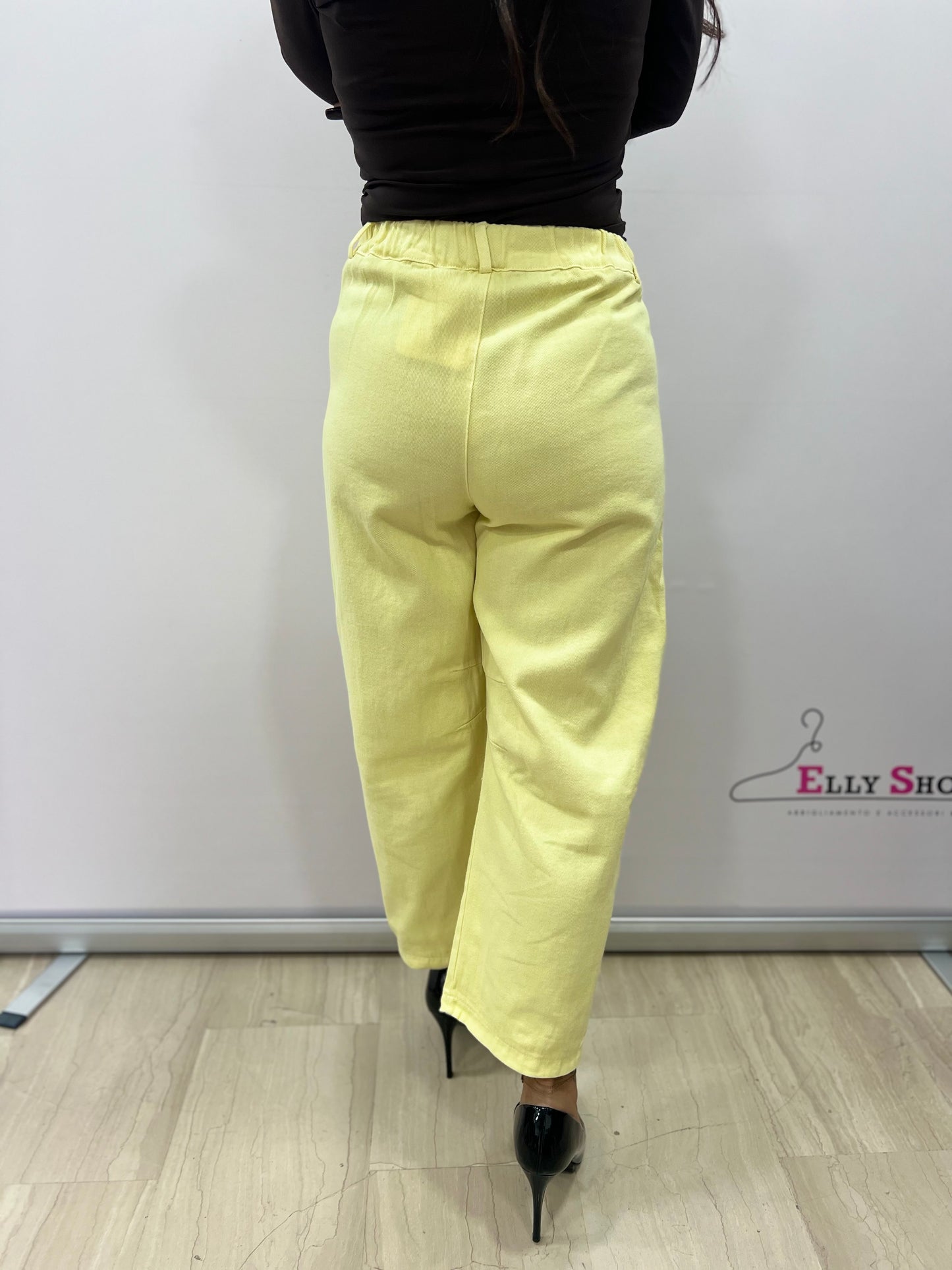 Pantalone donna cropped vita alta colorato