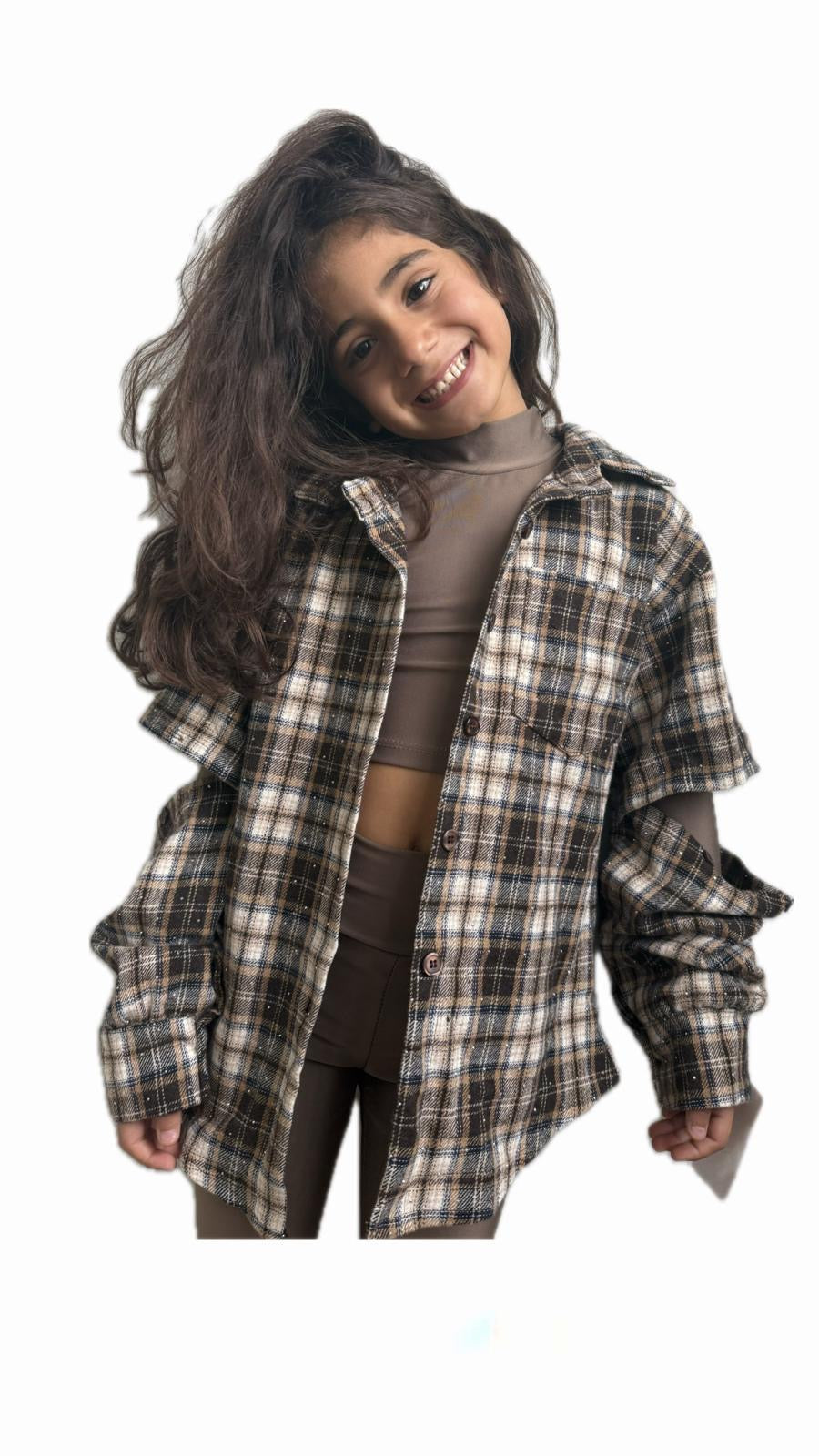 Camicia a quadri bambina maniche apribili