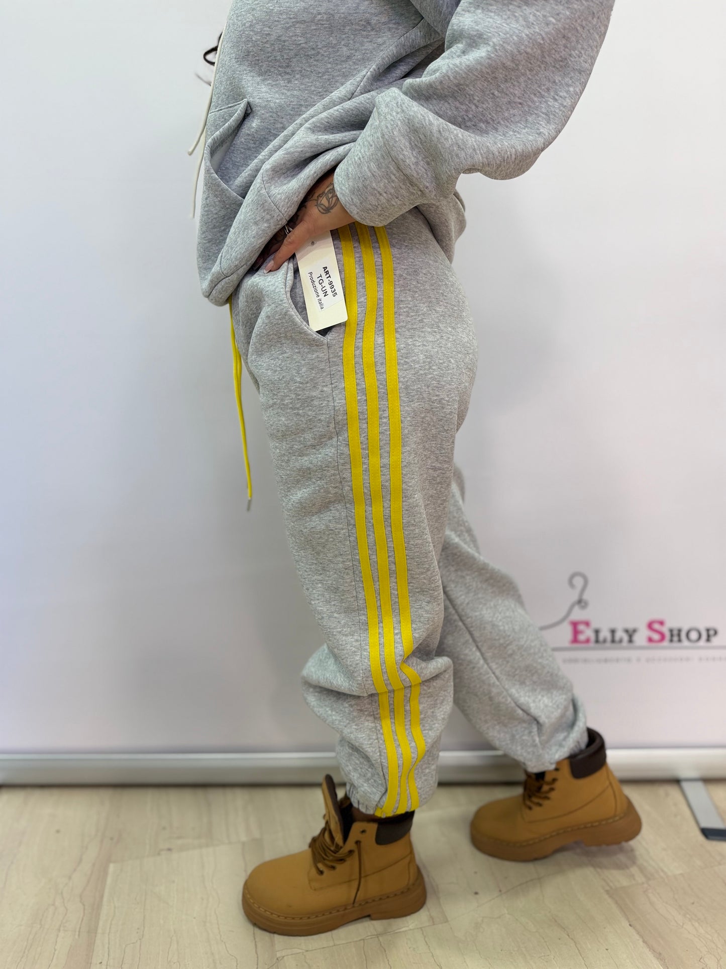 Pantalone tuta donna felpato con bande laterali