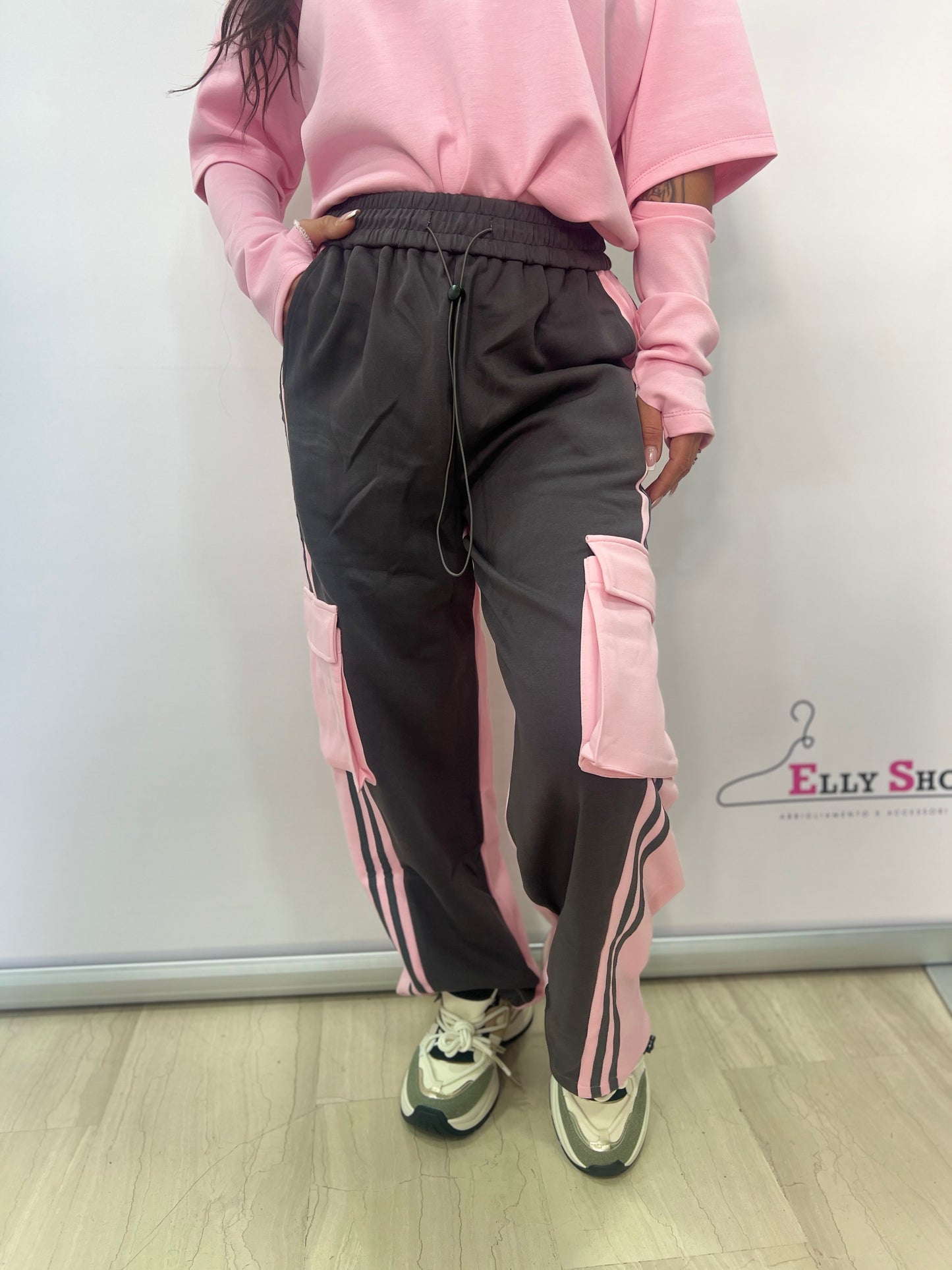 Pantalone cargo donna bicolor sportivo