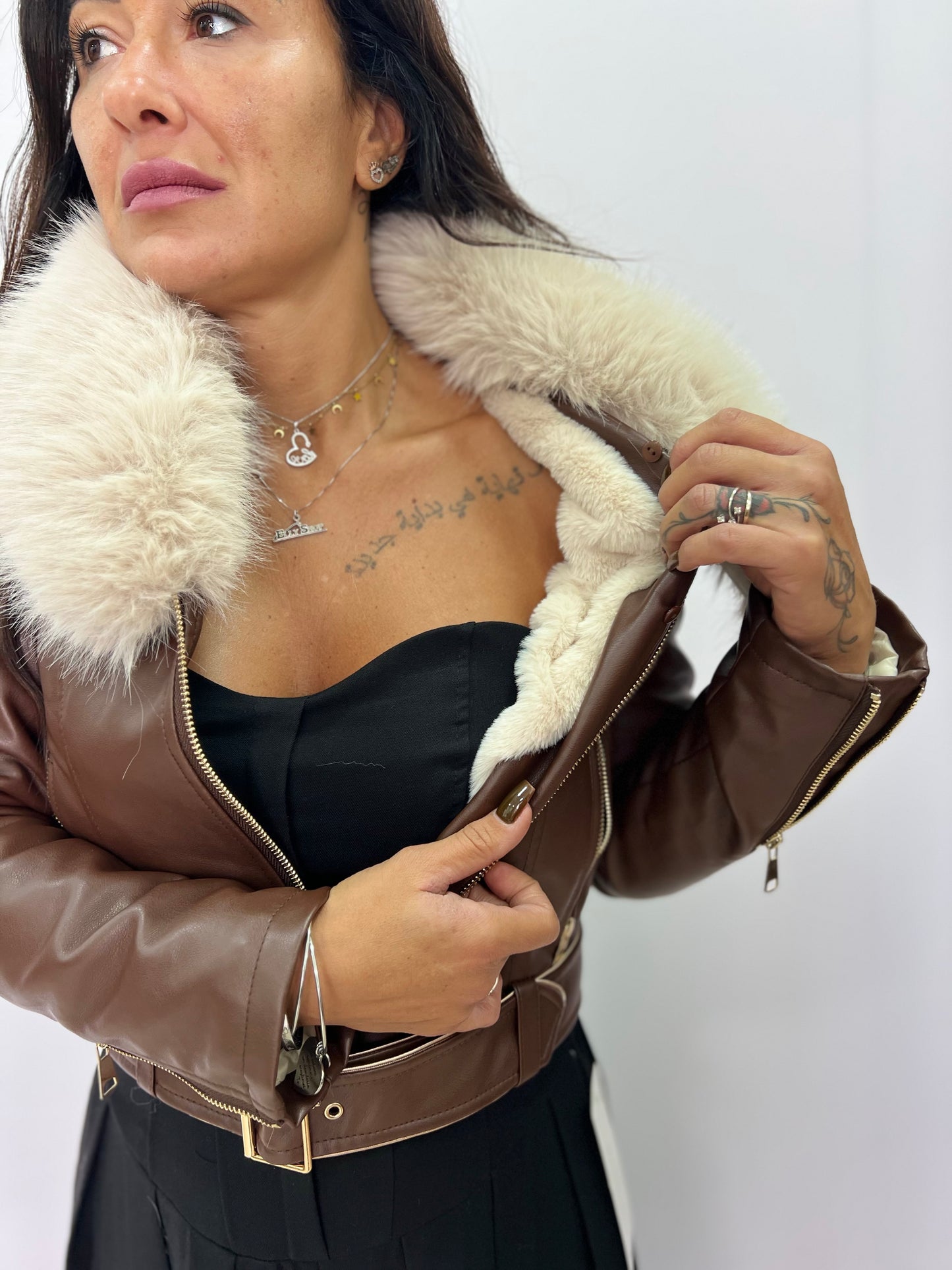 Chiodo donna con pelliccia removibile