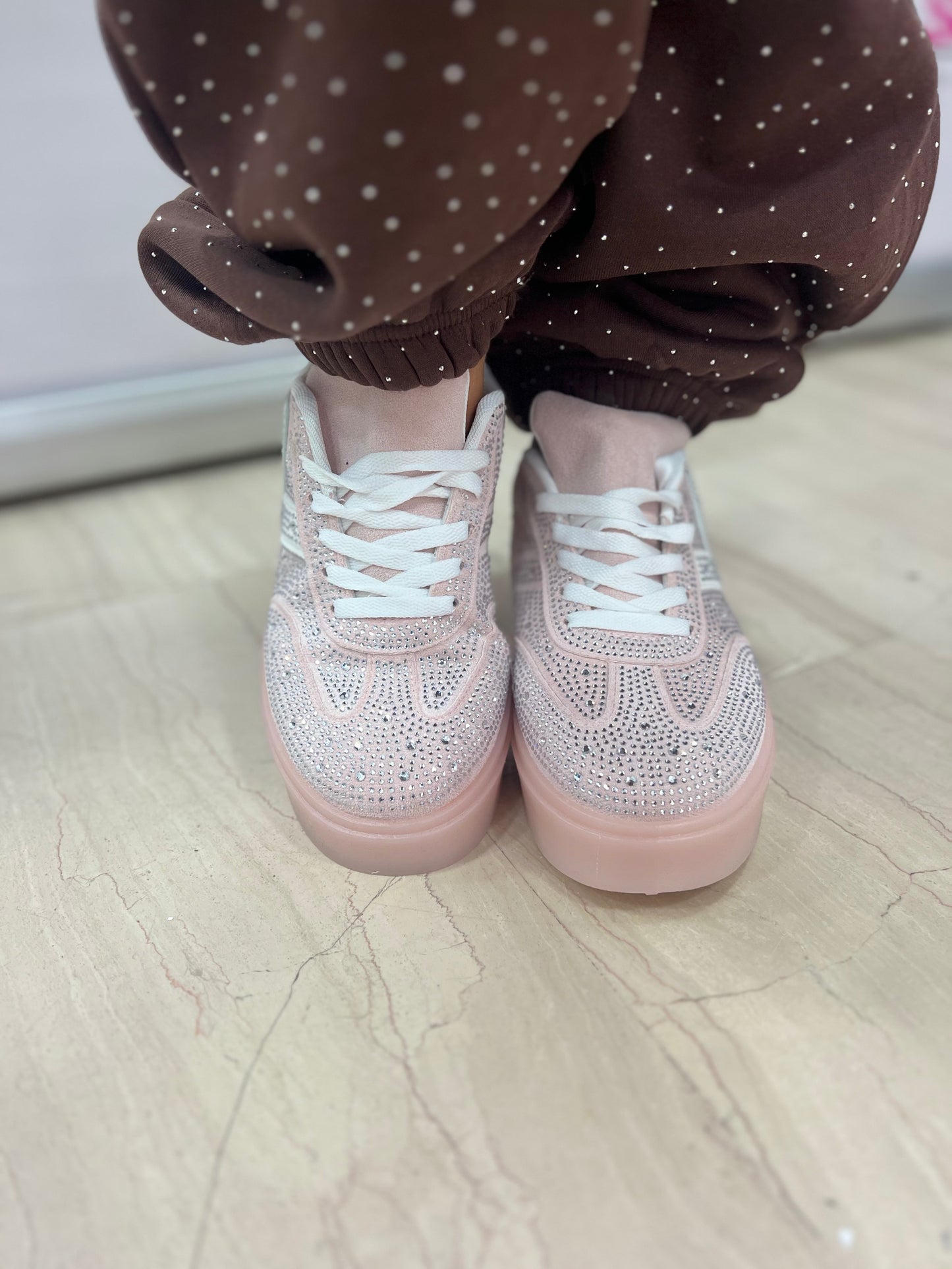 Sneakers donna platform con strass glamour