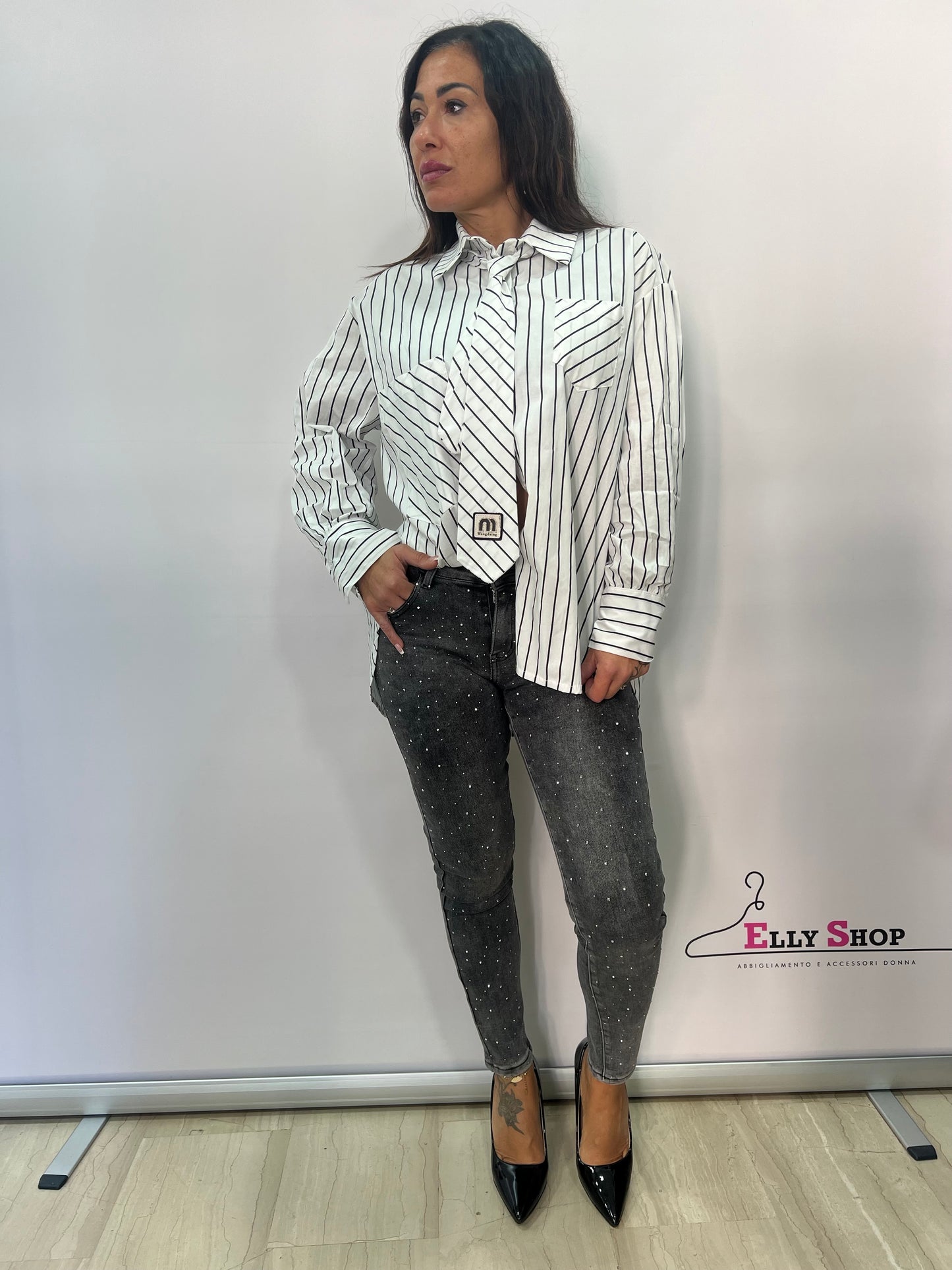 Camicia oversize donna a righe elegante