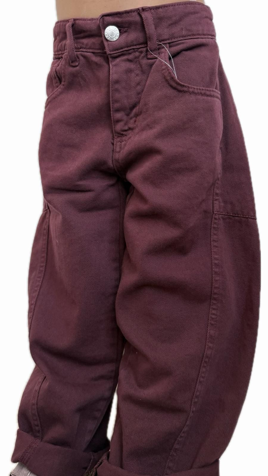 Jeans balloon bambina bordeaux