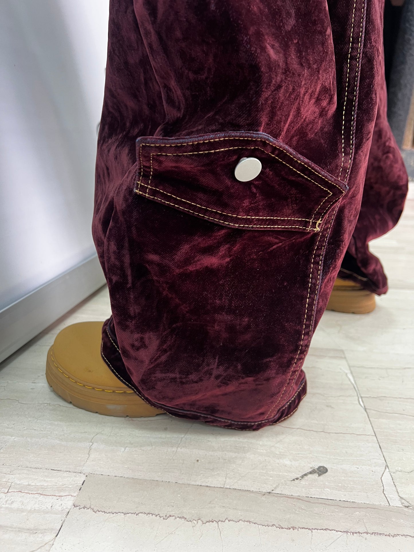 Pantaloni velluto bordeaux donna balloon