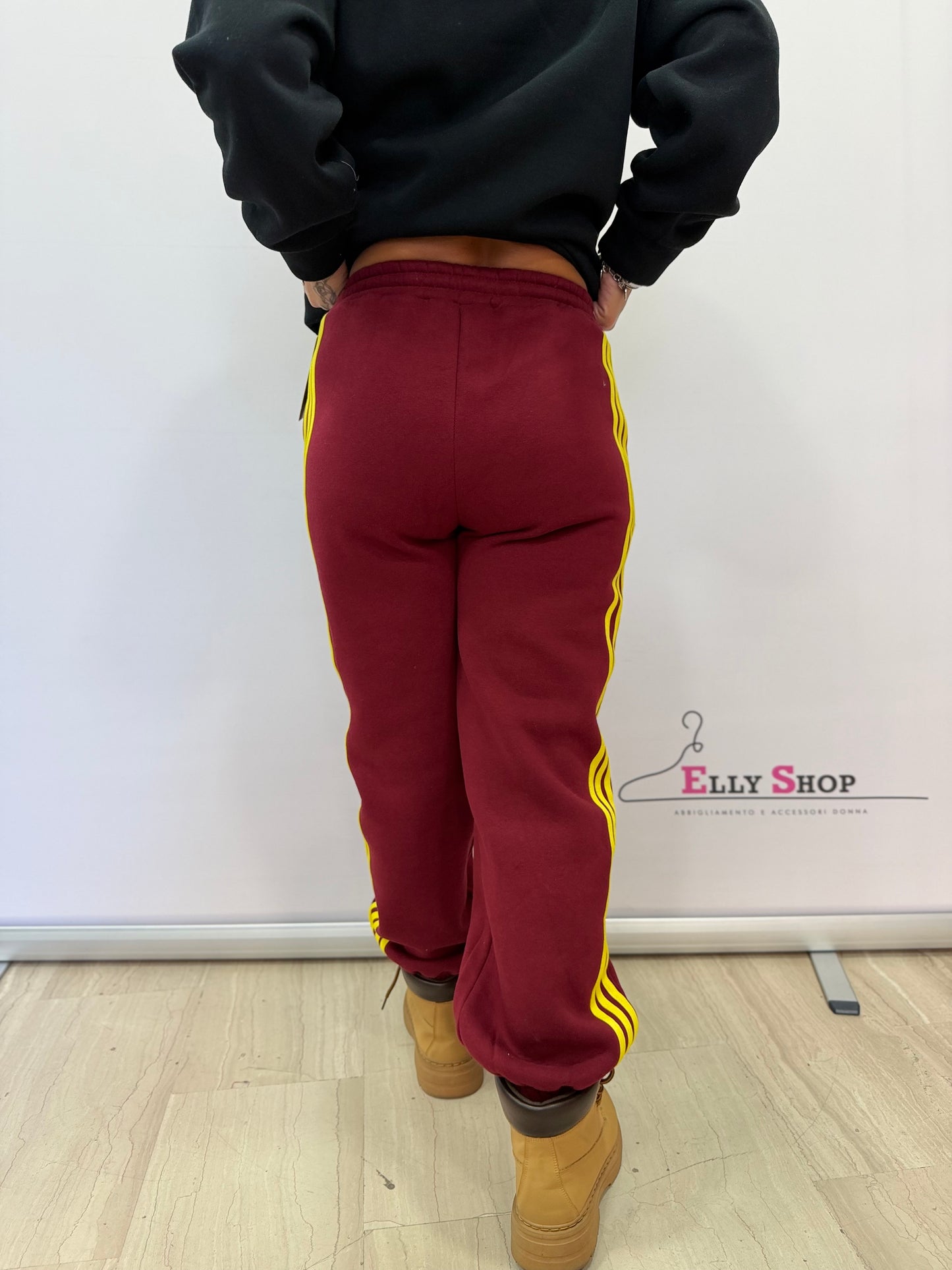 Pantalone tuta donna felpato con bande laterali
