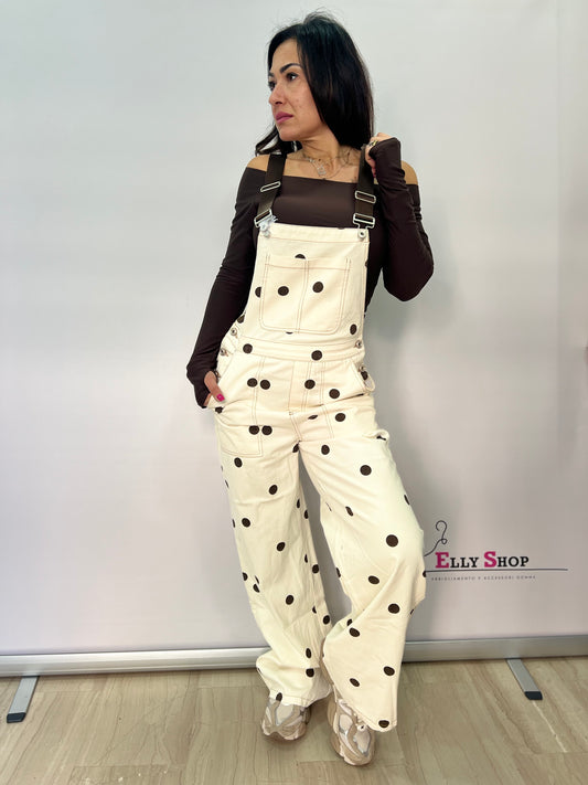 Salopette donna pois wide leg casual
