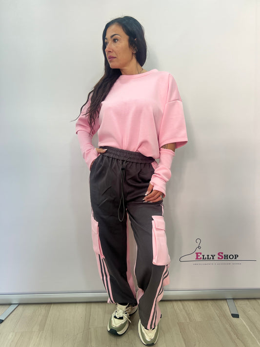 Pantalone cargo donna bicolor sportivo