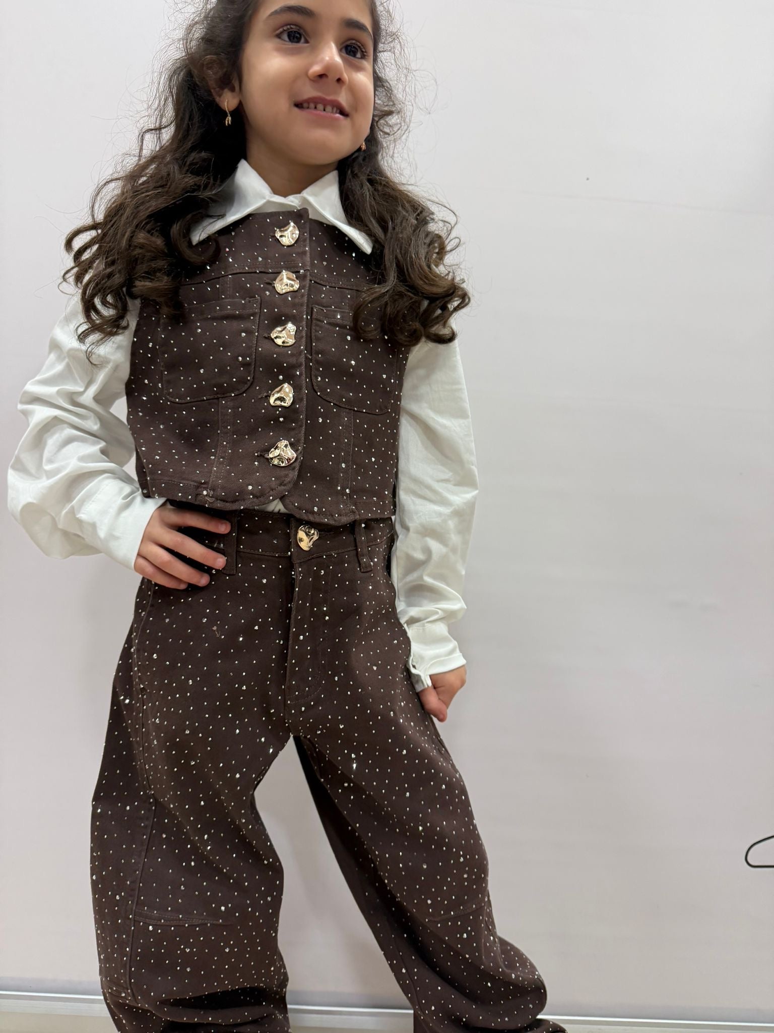 Completo elegante bambina marrone