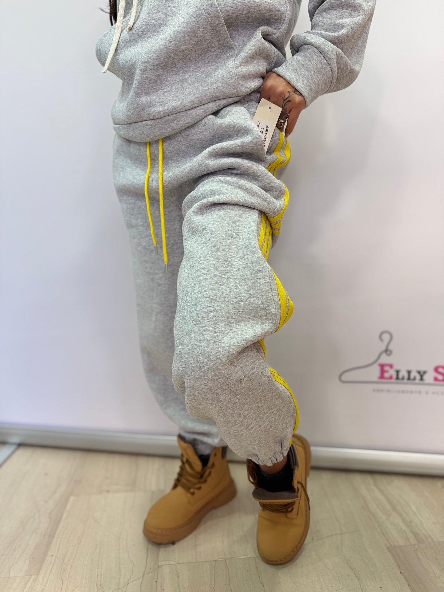 Pantalone tuta donna felpato con bande laterali