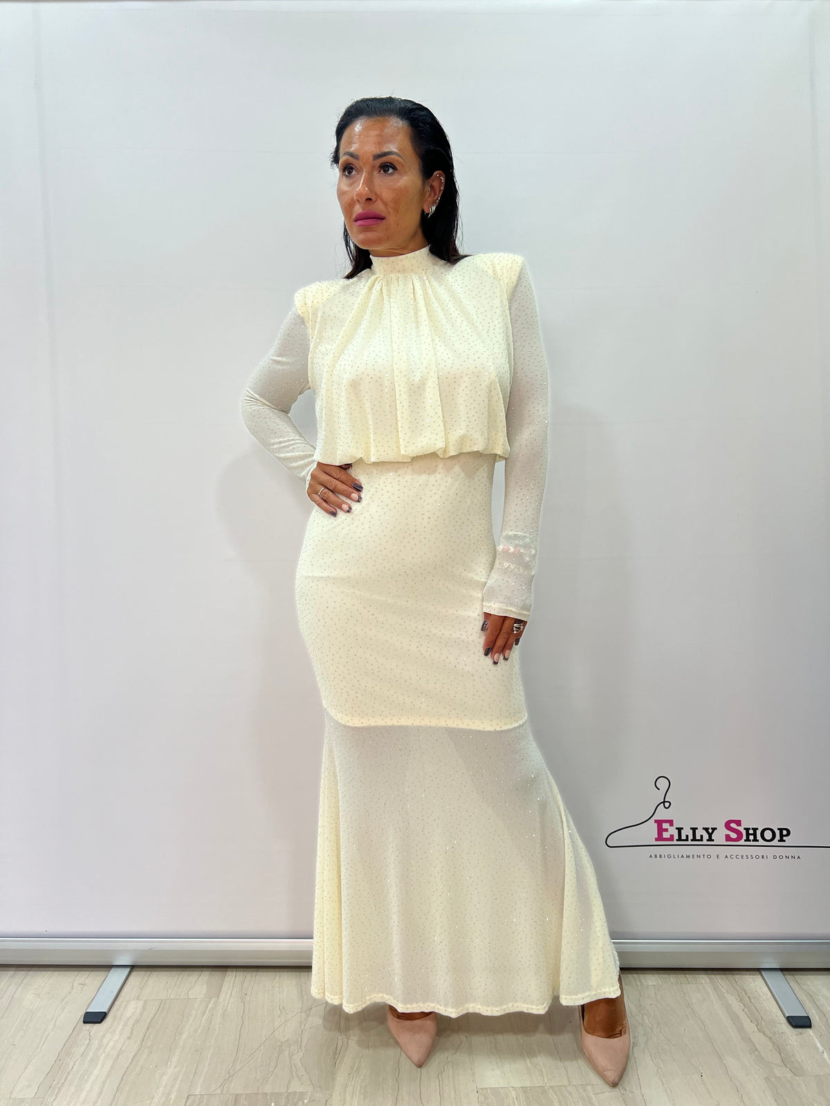 Abito lungo elegante glitter donna cerimonia