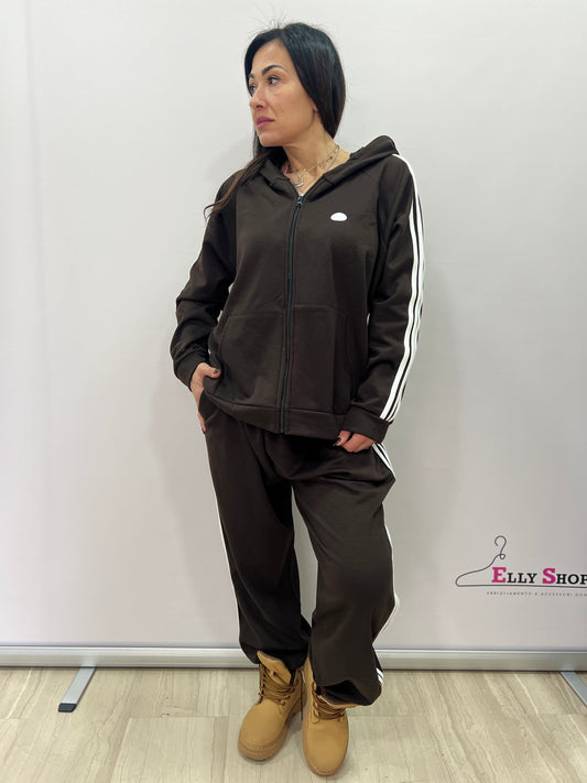 Completo tuta donna curvy sportivo con bande bianche