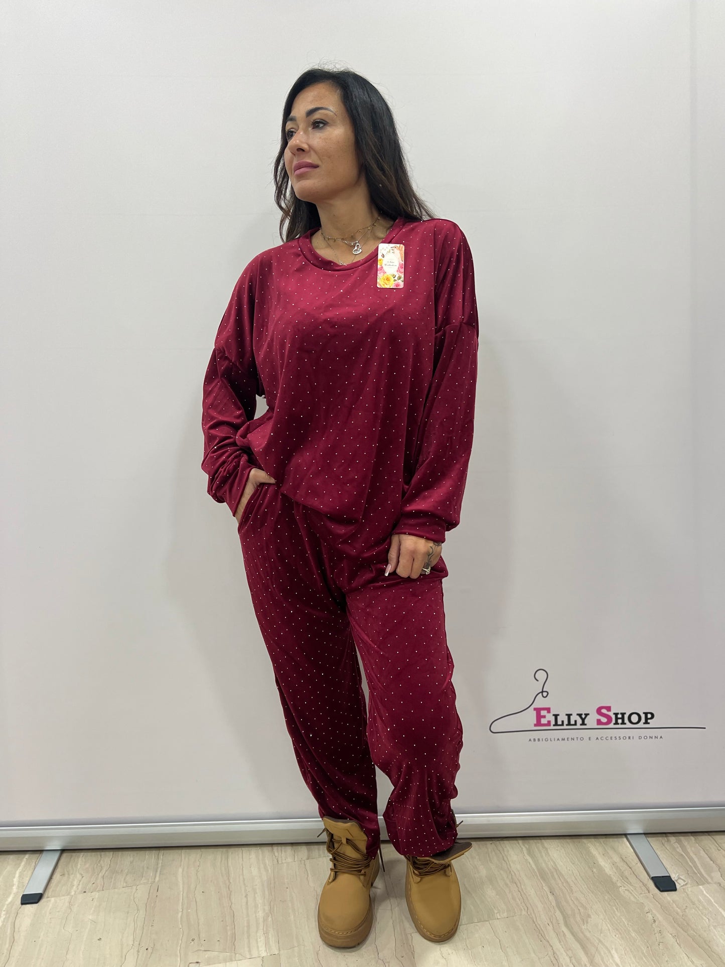 Completo loungewear con brillantini donna curvy