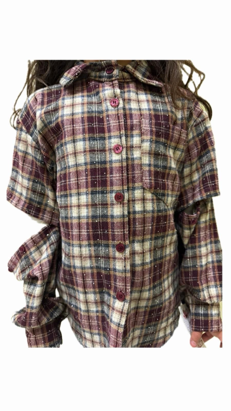Camicia a quadri bambina maniche apribili
