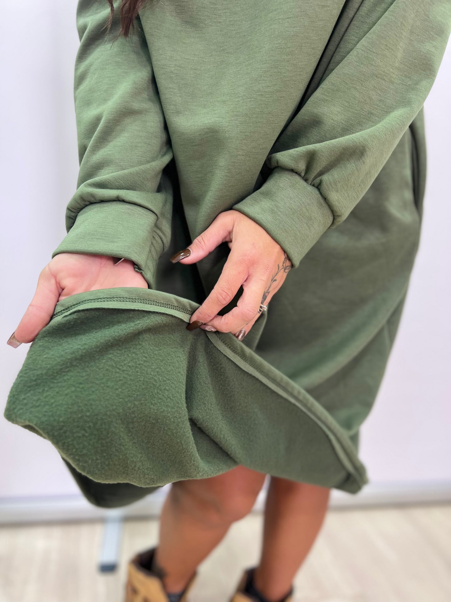 Abito lungo felpato casual curvy donna