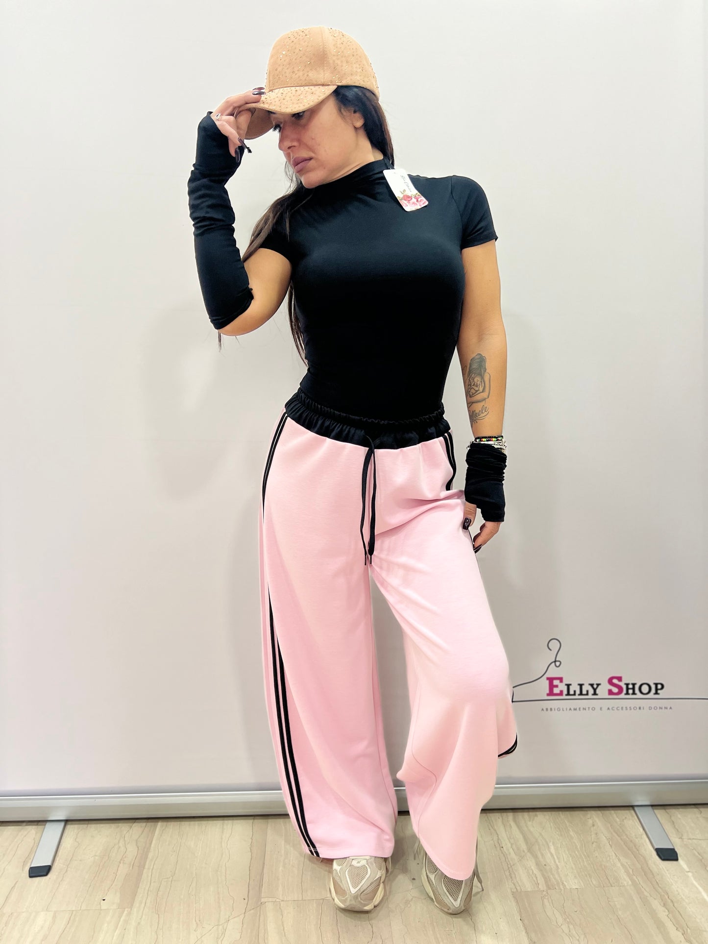 Pantaloni palazzo donna con bande laterali