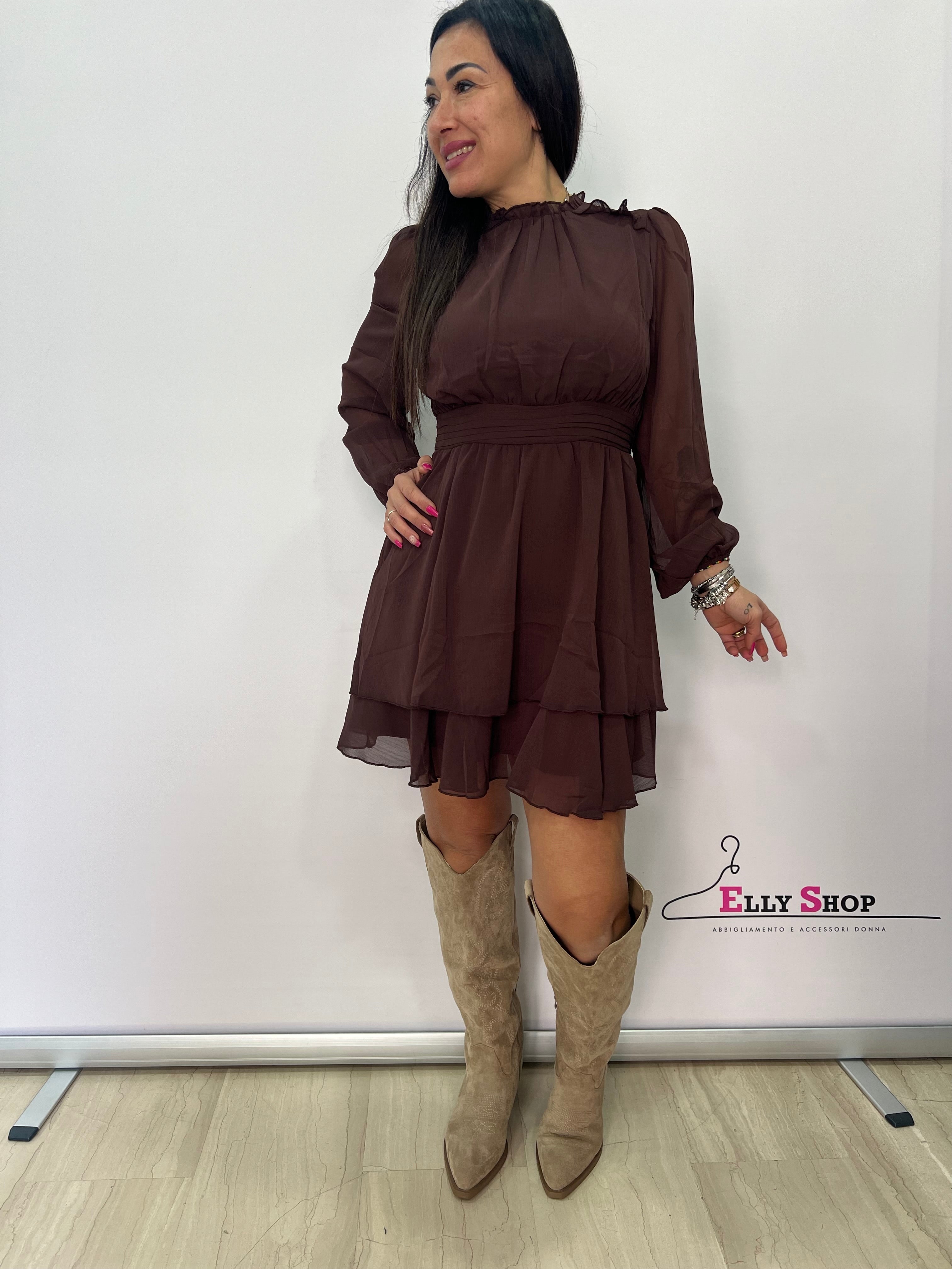 Abito corto chiffon con balze elegante