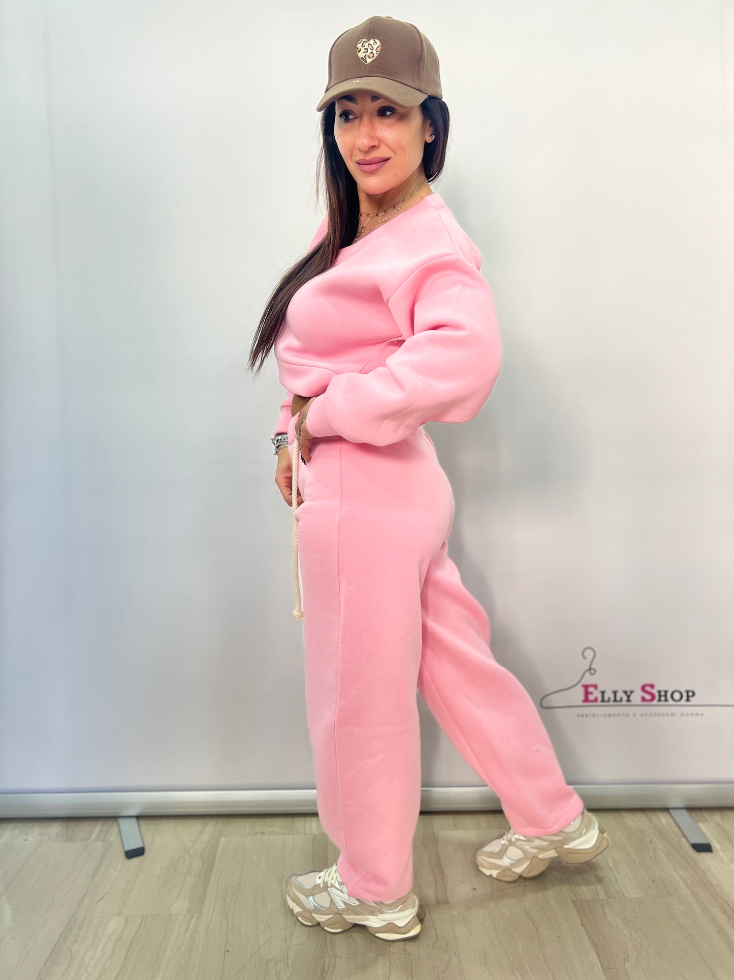 Completo tuta donna felpa crop e pantalone jogging