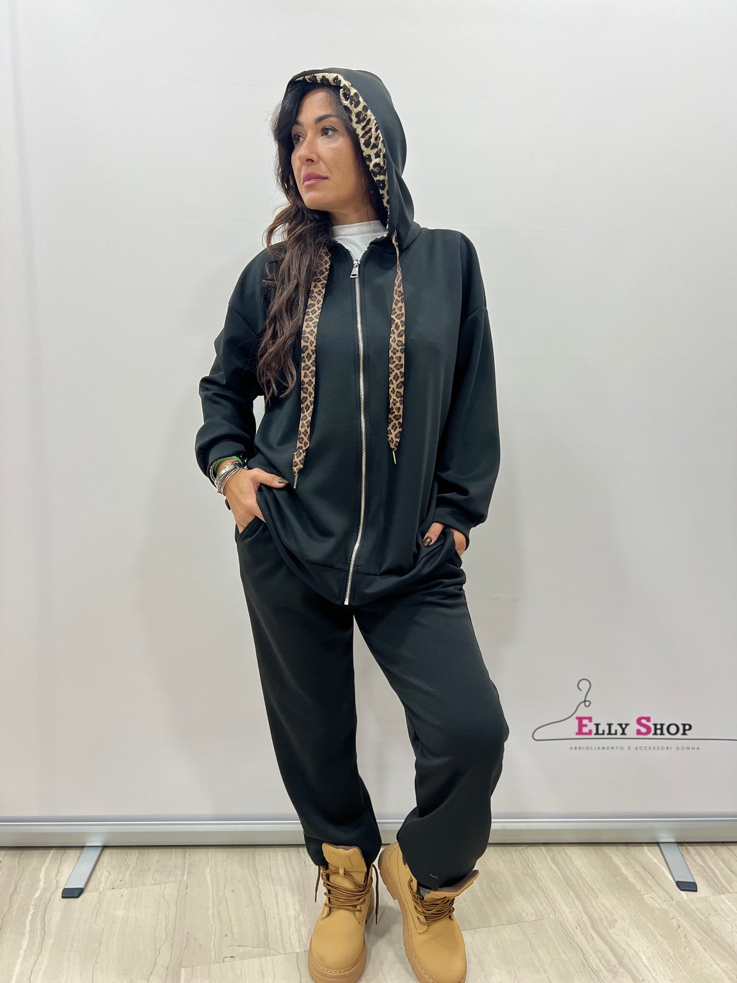 Completo curvy con cappuccio leo e brillantini