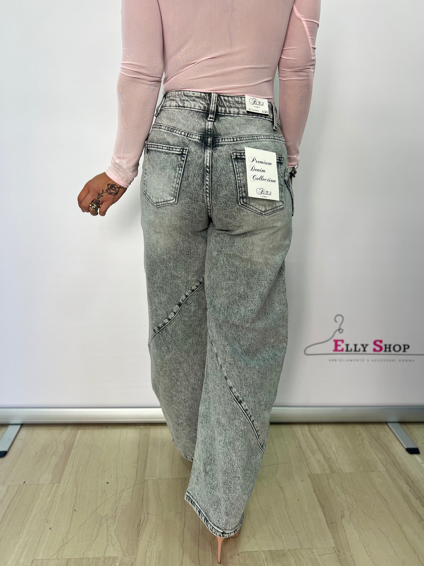 Jeans donna wide leg effetto vintage