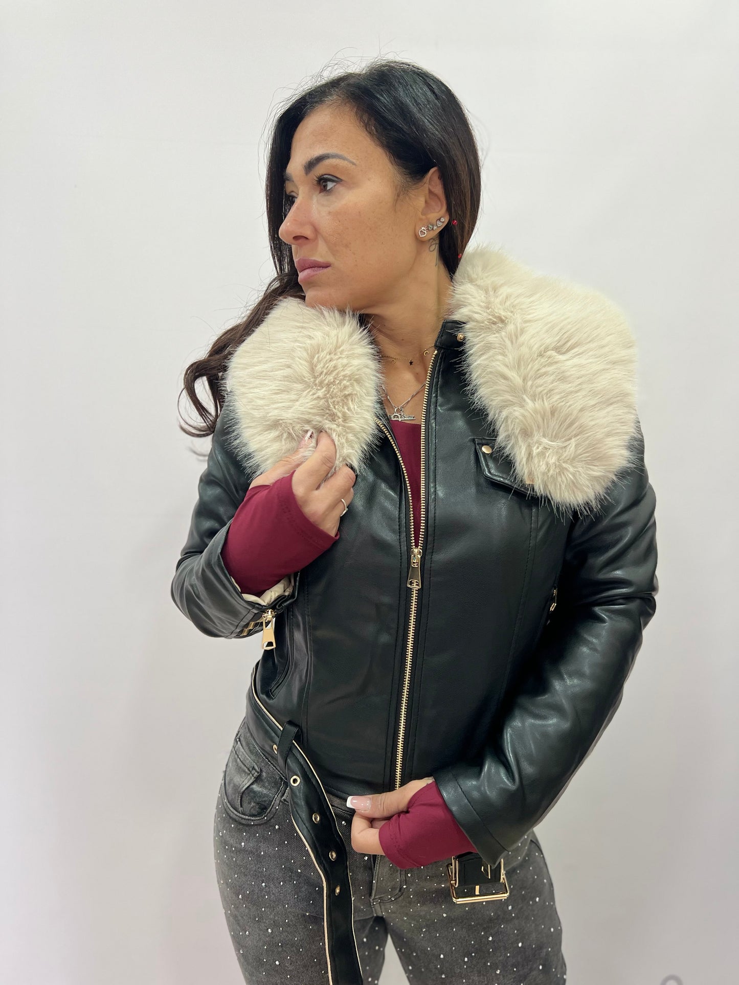 Chiodo donna con pelliccia removibile