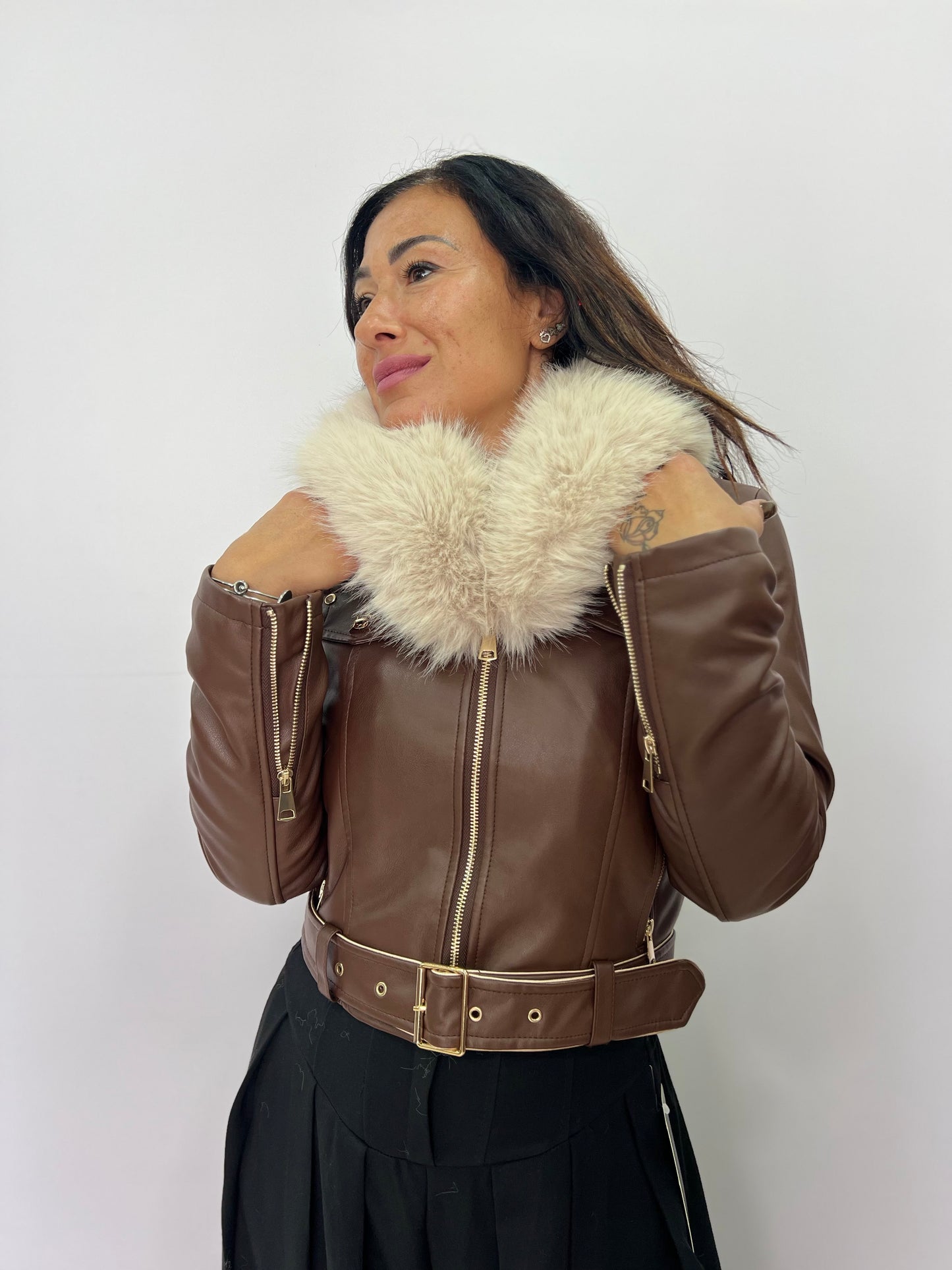 Chiodo donna con pelliccia removibile