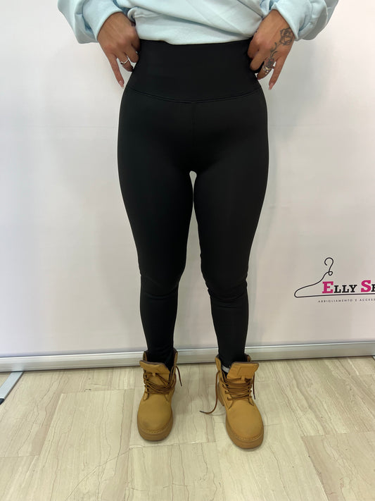 Leggings felpati donna a vita alta nero