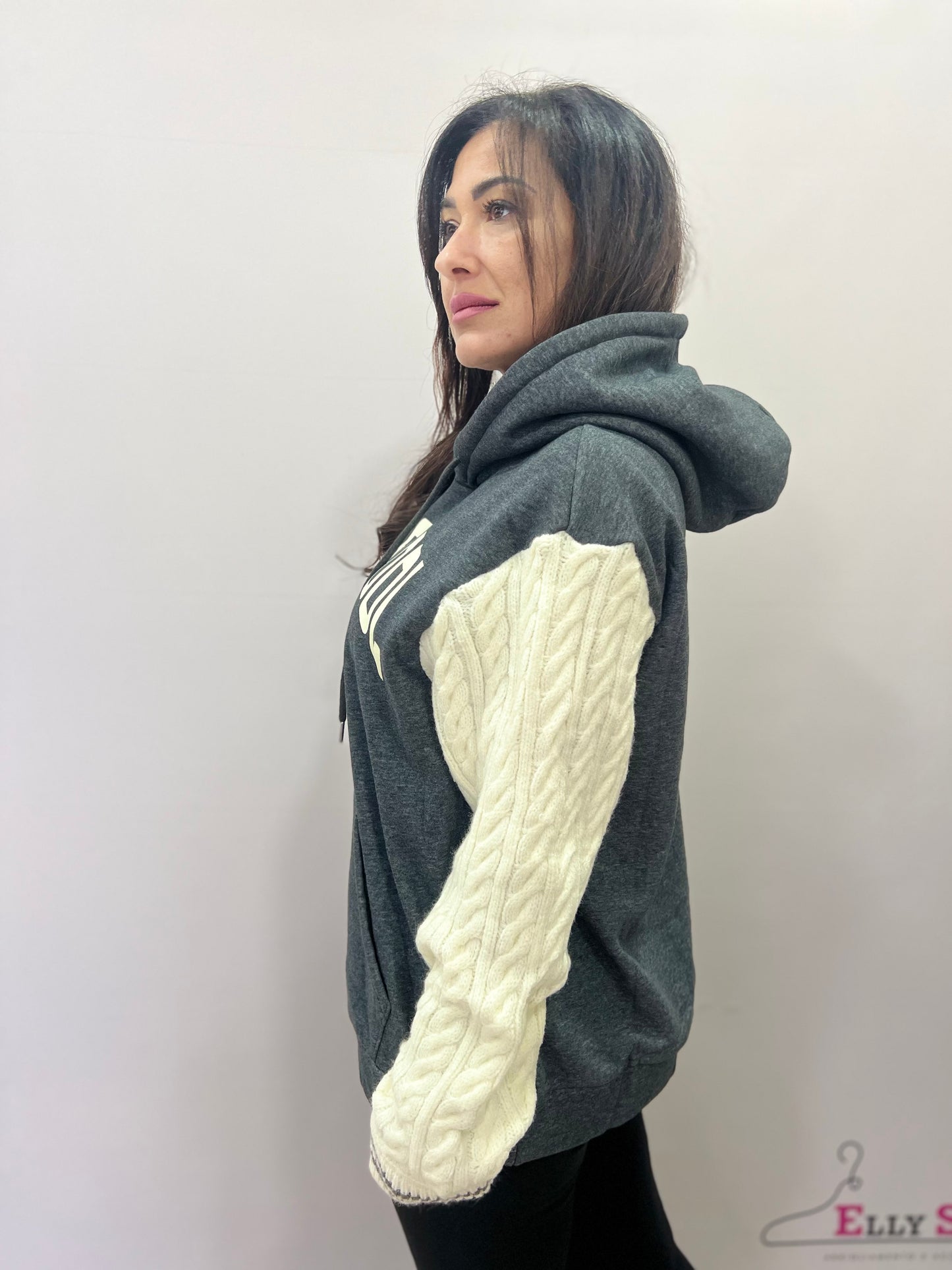 Felpa oversize donna con cappuccio e stampa