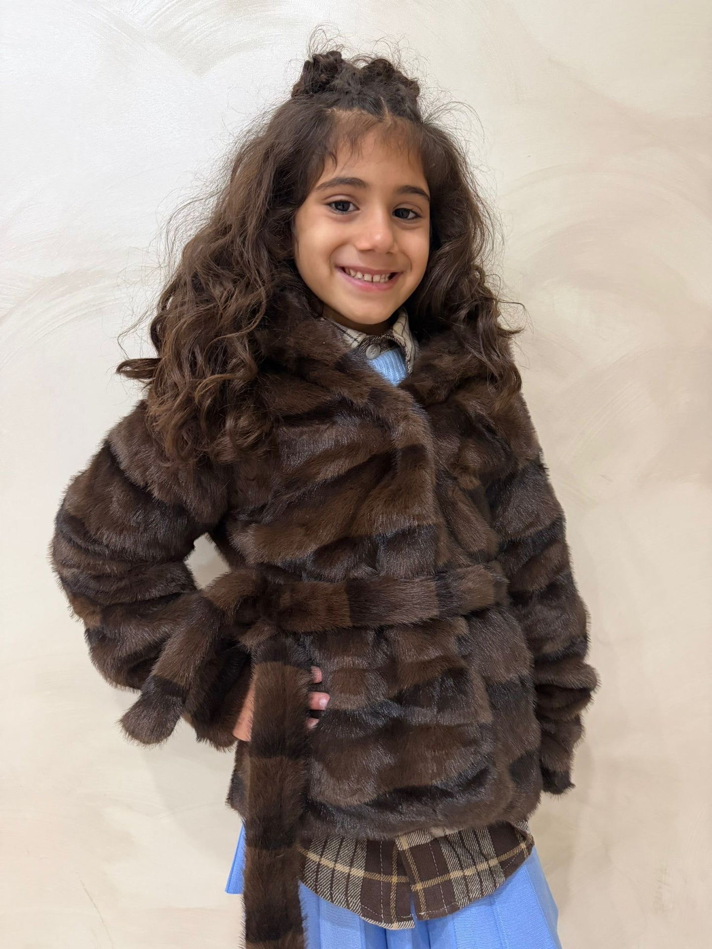 Pelliccia ecologica bambina marrone