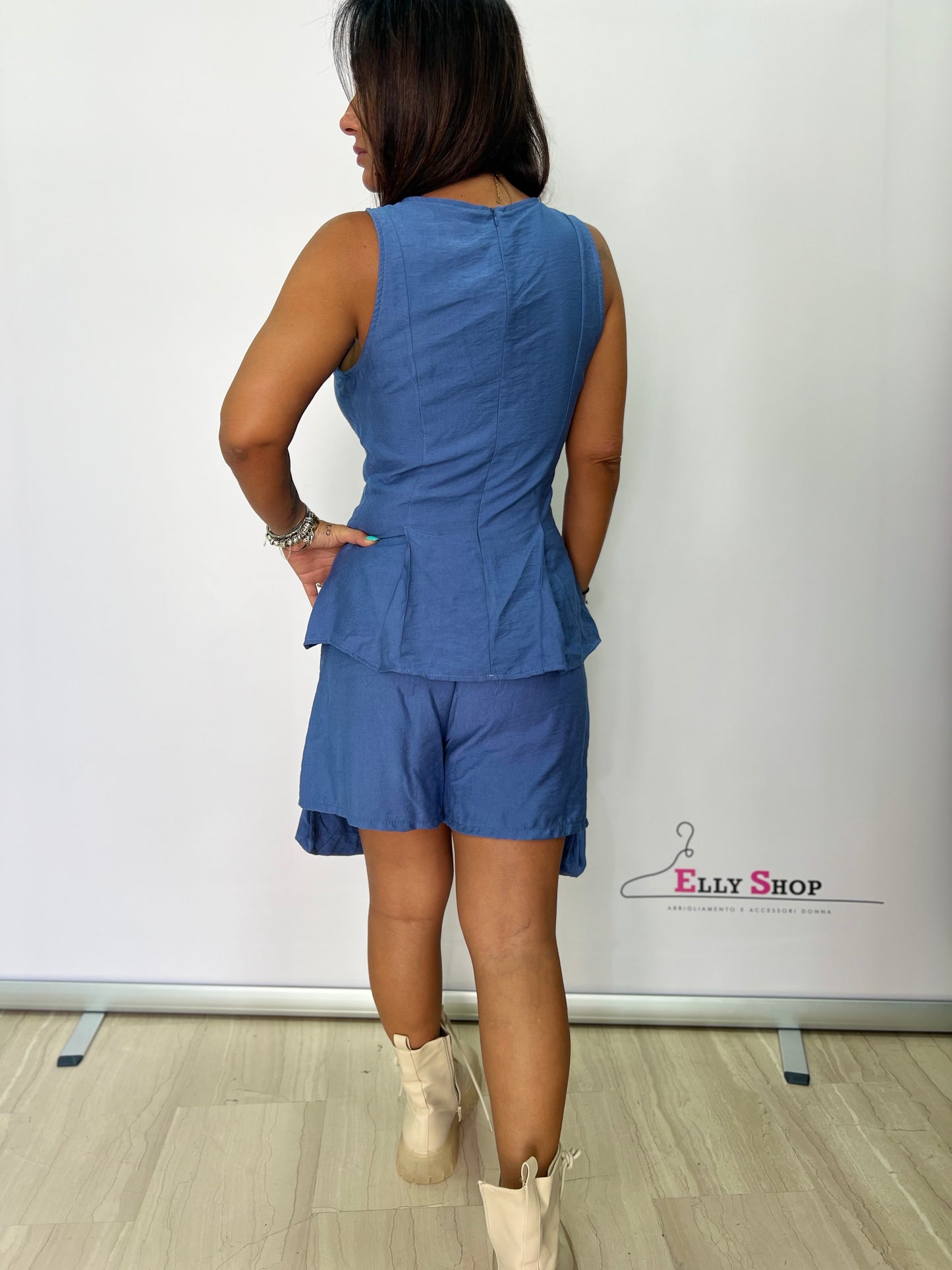 Completo estivo donna cotone taglia unica top e pantaloncini cargo