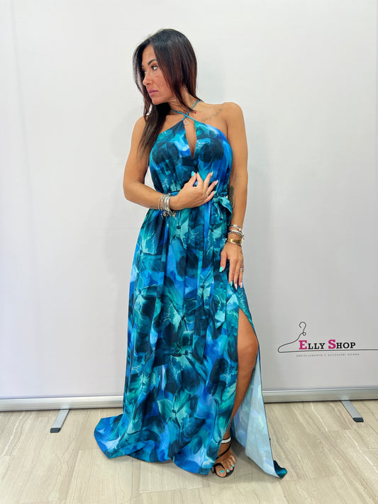 Vestito Curvy Estivo con Fiori e Spacco Laterale