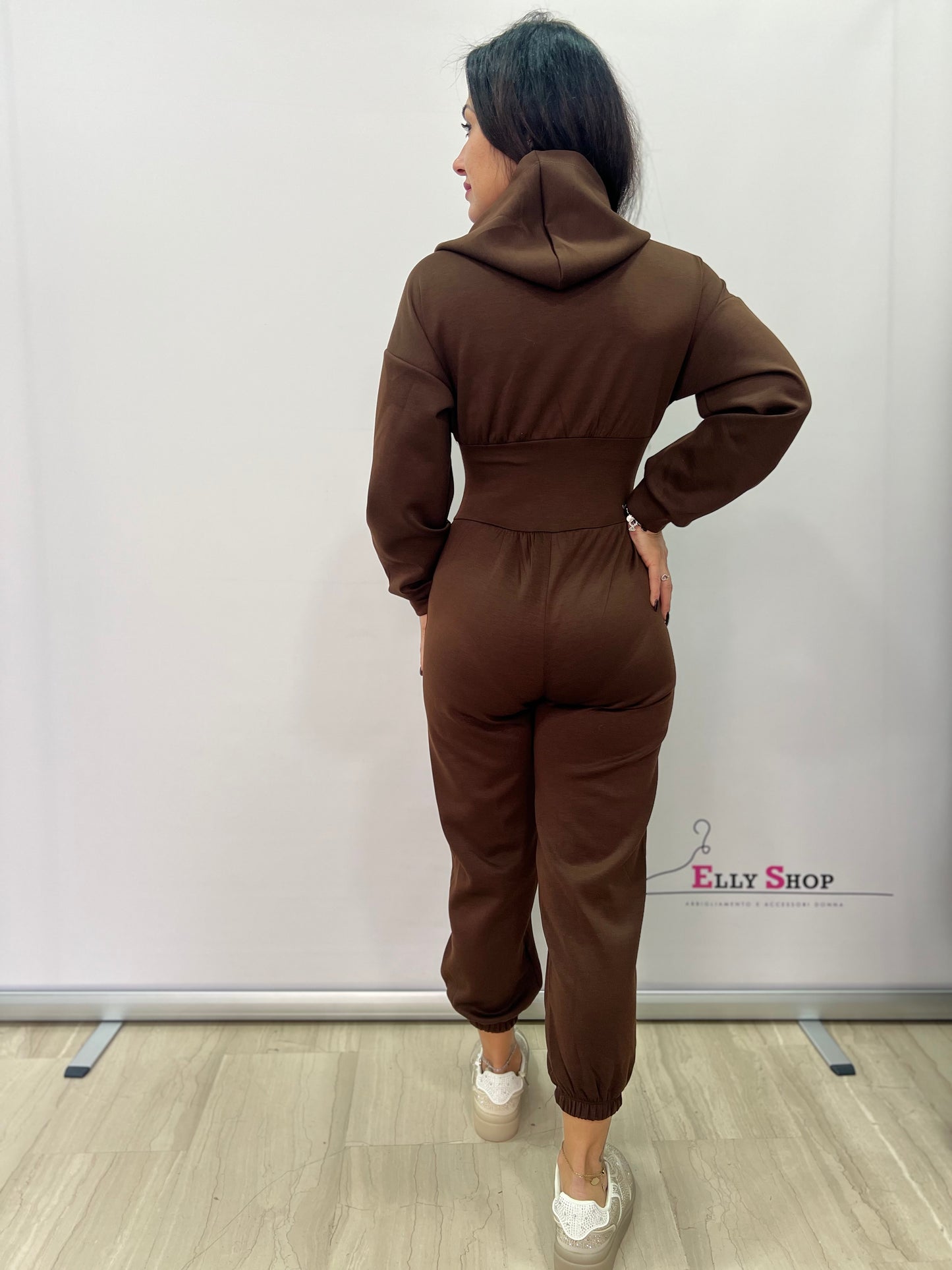 Tuta intera donna con cappuccio e zip