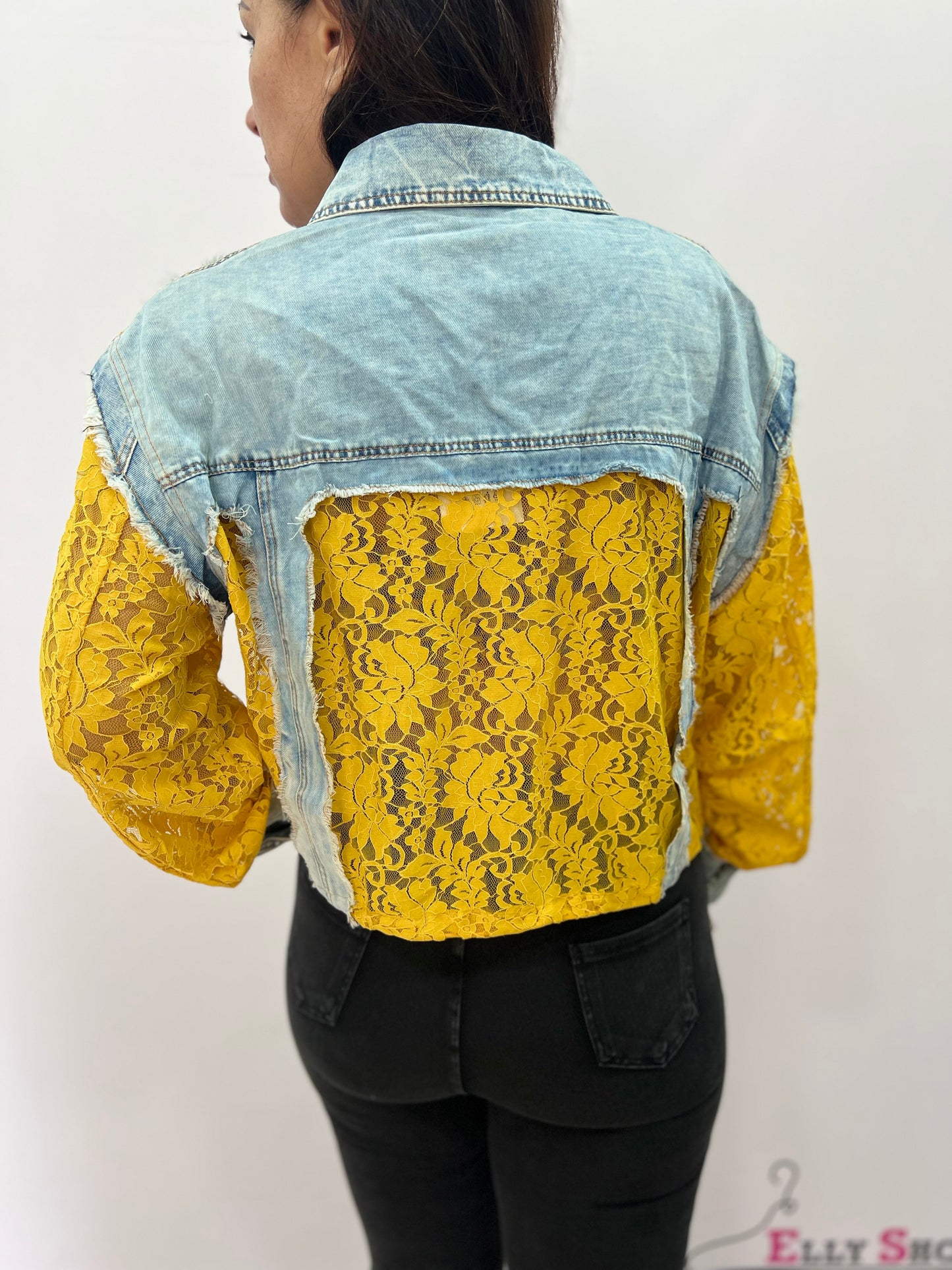 Giacca Denim Donna con Inserti in Pizzo Trend