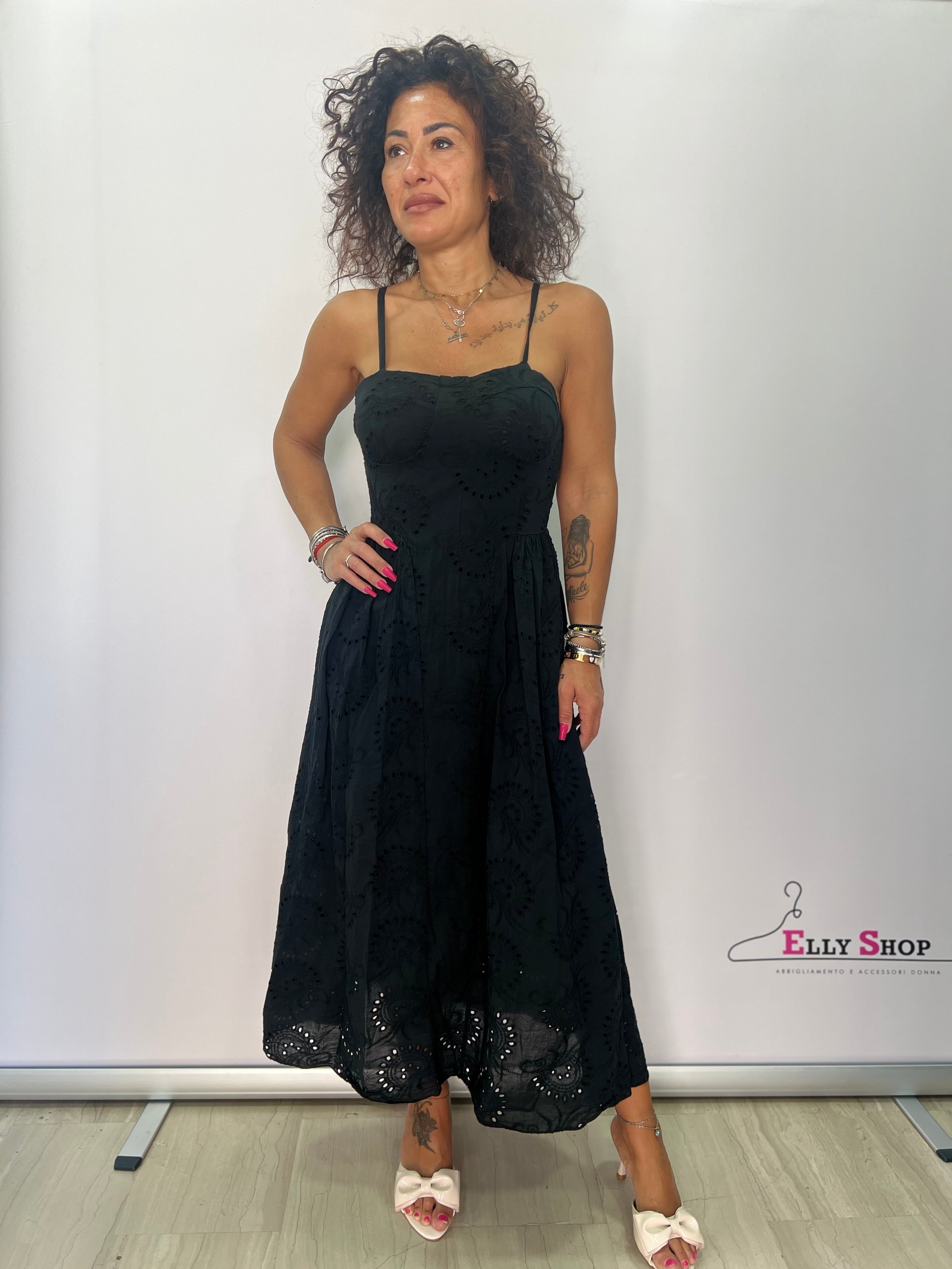 Abito Midi Sangallo Donna con Spalline