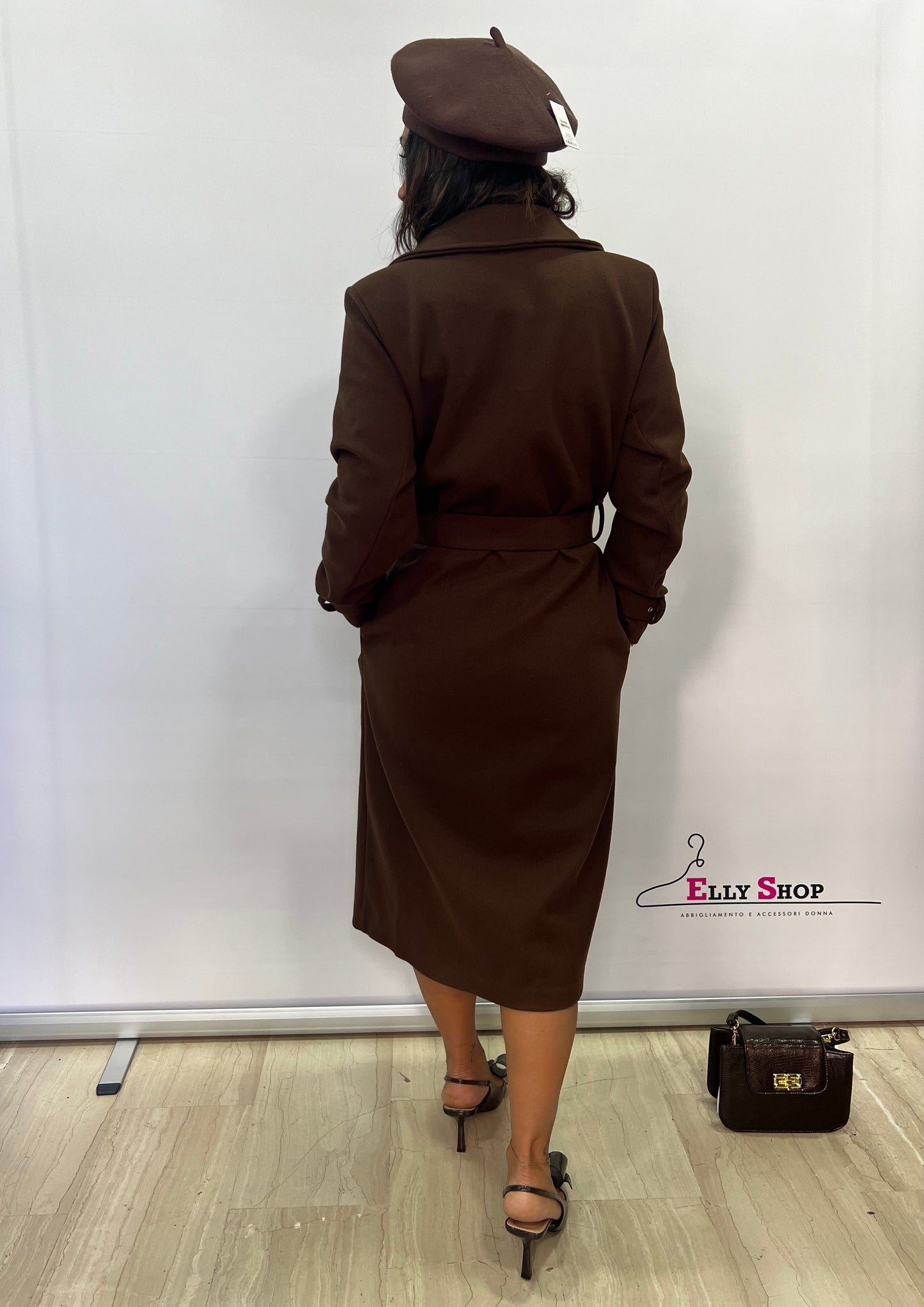 Cappotto lungo donna con cintura elegante