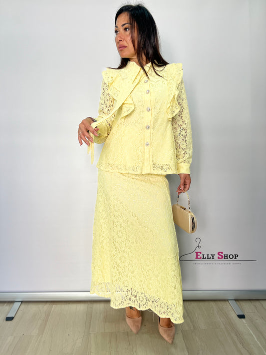 Completo elegante pizzo donna lungo cerimonia