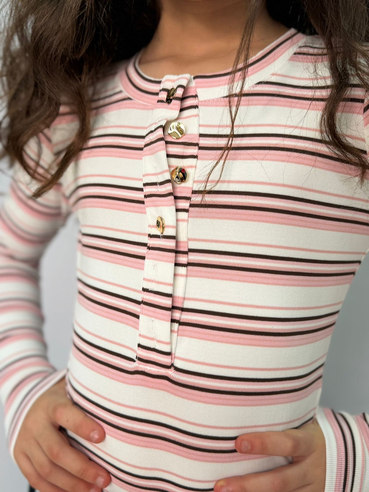 Maglia bambina a righe manica lunga casual