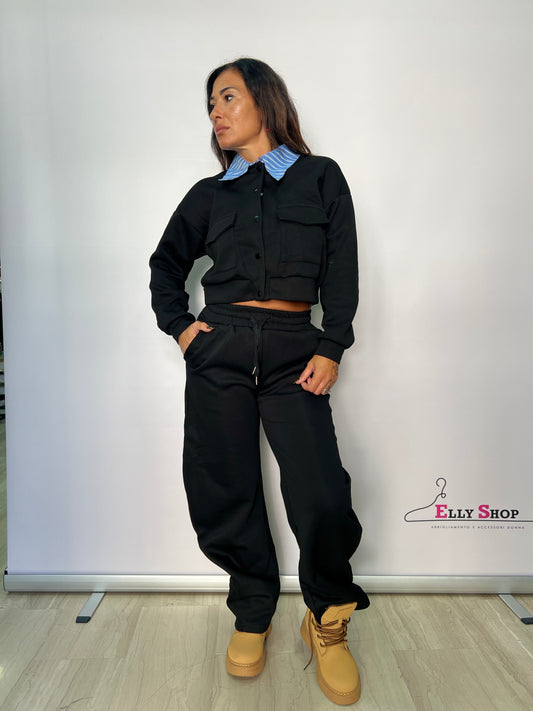 Completo donna con colletto a righe