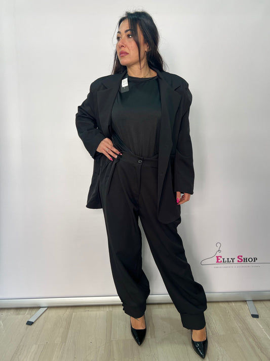 Tailleur curvy donna blazer e pantalone elegante