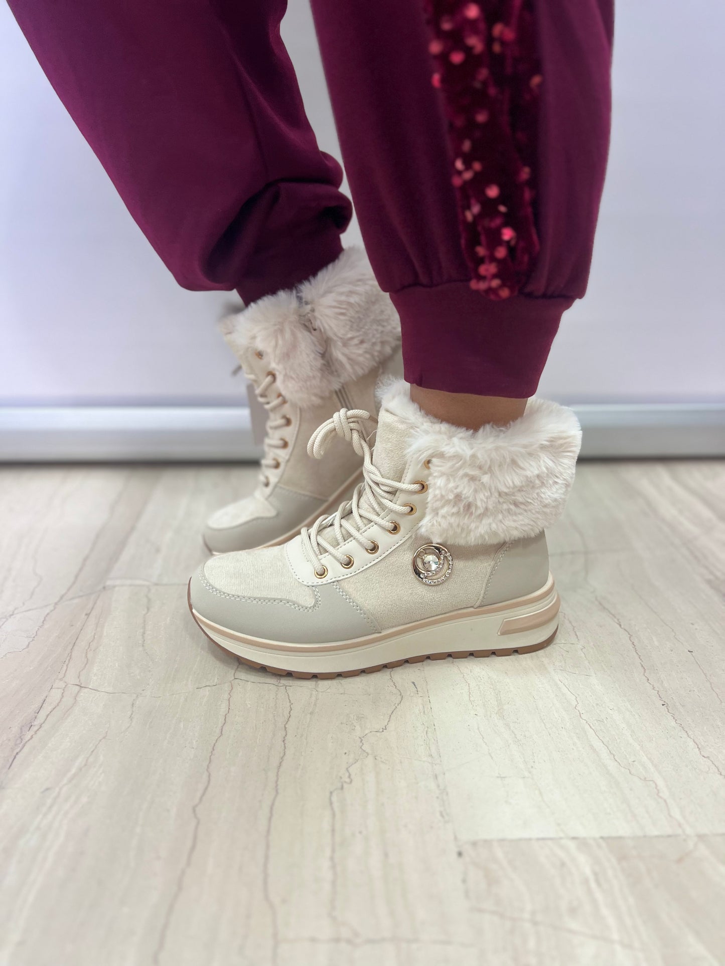 Stivaletti invernali donna con pelliccia