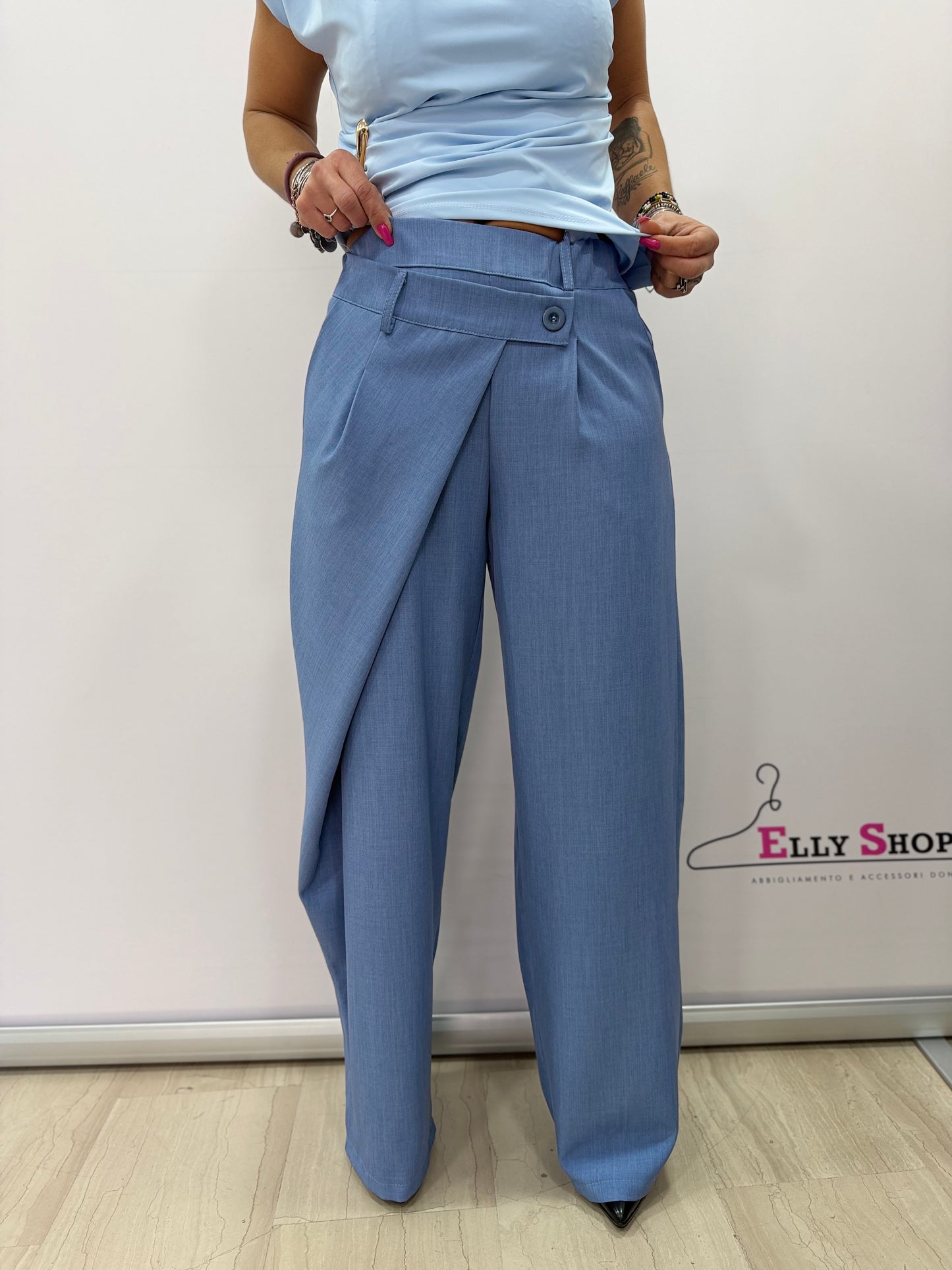 Pantalone palazzo donna elegante incrociato