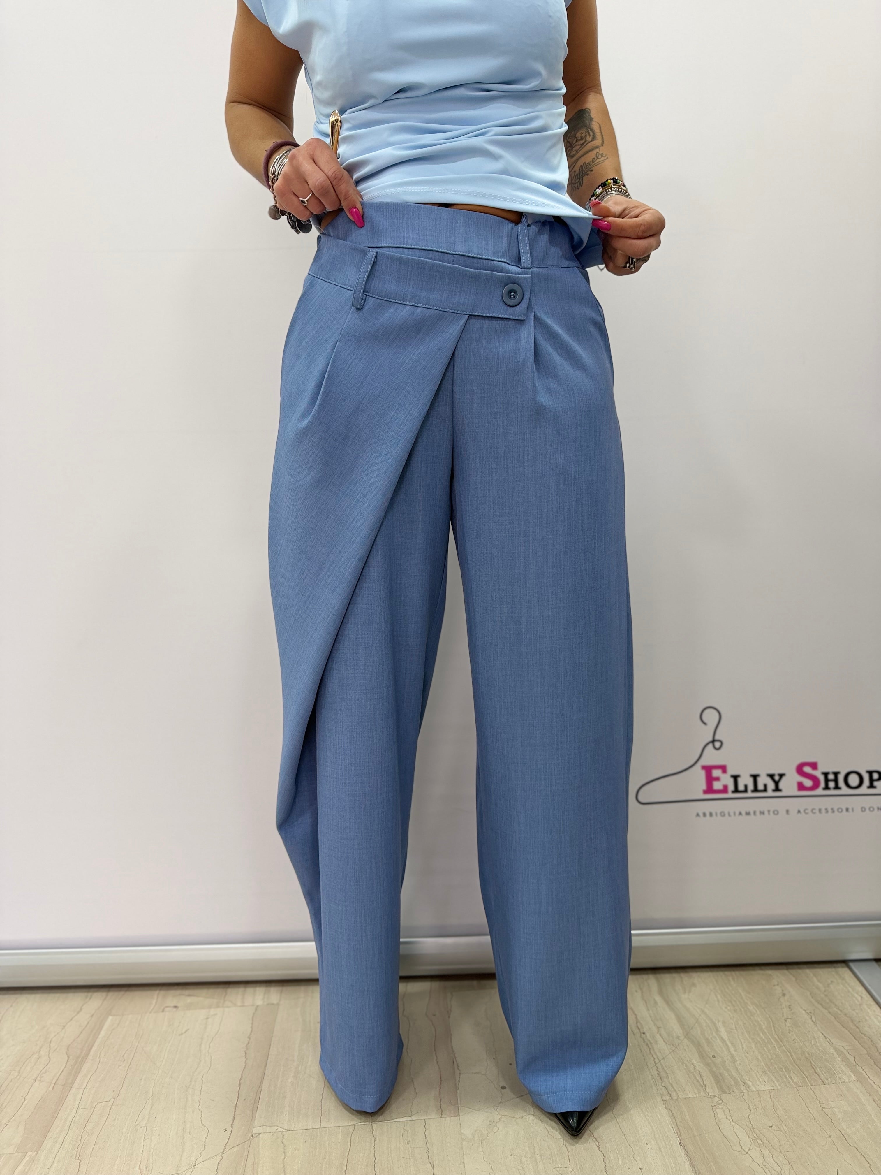 Pantalone palazzo donna elegante incrociato