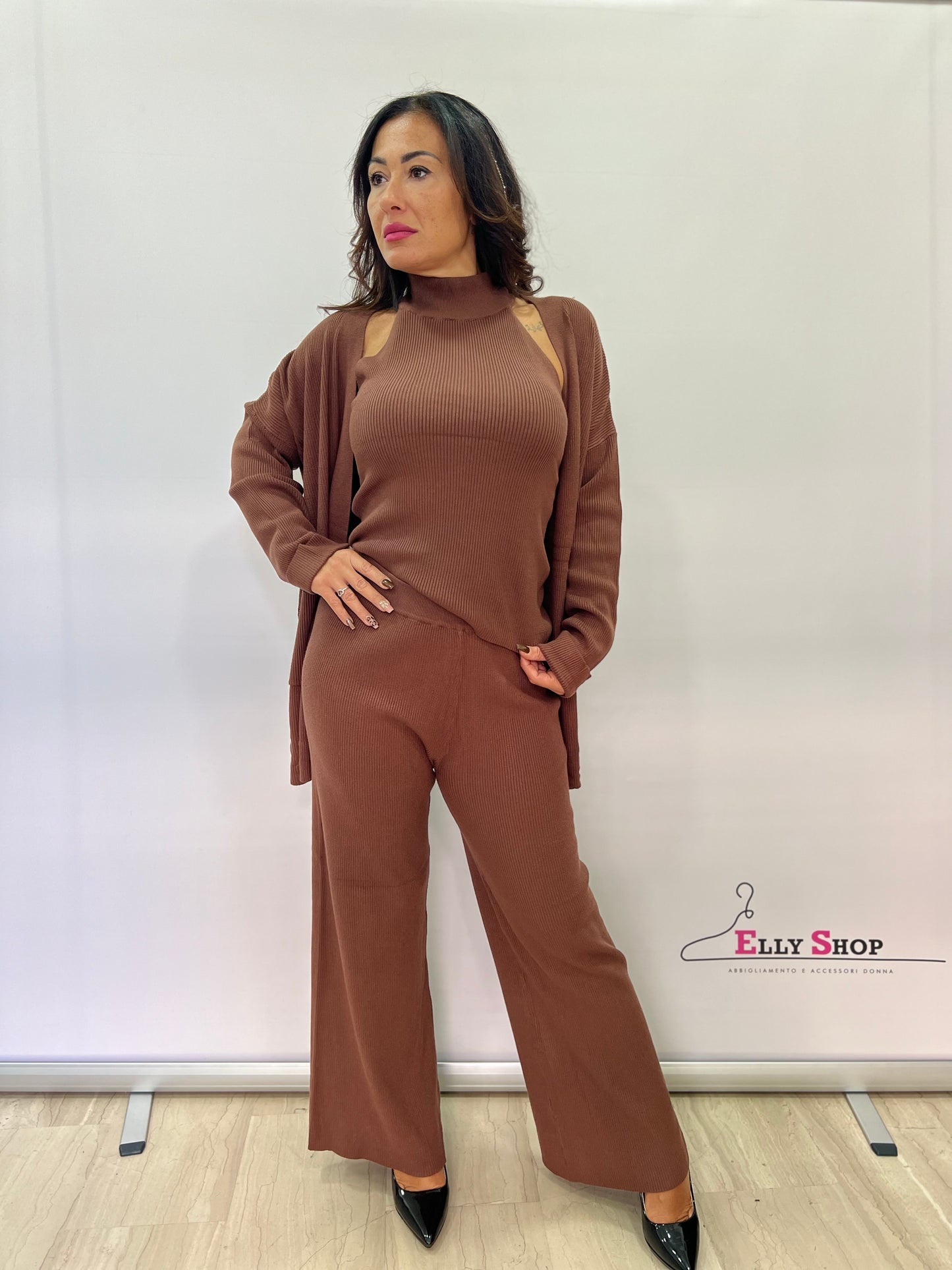 Completo donna 3 pezzi in maglia elegante